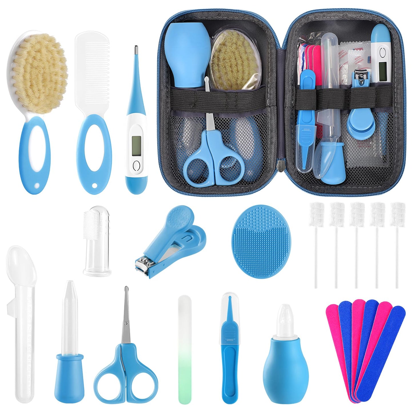 Baby Healthcare and Grooming Kit for Newborn Kids, 24PCS Upgraded Safety Baby Care Kit, Newborn Nursery Health Care Set, Baby Care Products (Green)
