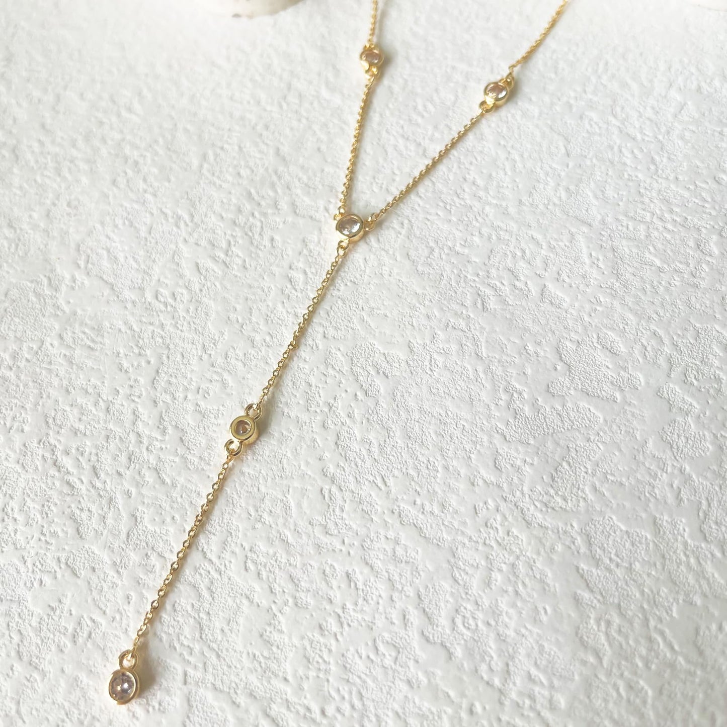 LULII Gold Necklace for Women Dainty 14K Gold Plated Drop Lariat Necklace Trendy Simple CZ Y-Shaped Body Chain Prom Dangle Statement Necklaces Jewelry Gifts