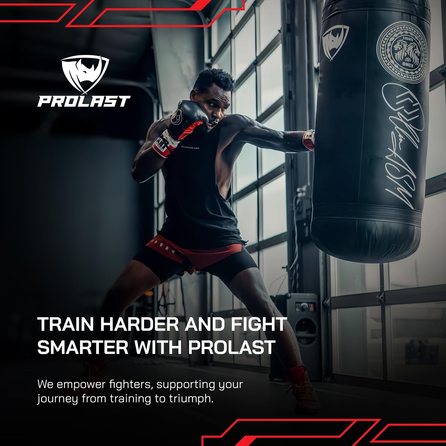 PROLAST 4Ft XL 135Lb Heavy Punching Kicking Bag for Adults, Boxing, MMA, Martial Arts, Muay Thai, Strength Training Equipment, Unfilled, Special Edition Rhino Logo, Special Edition, White and Black
