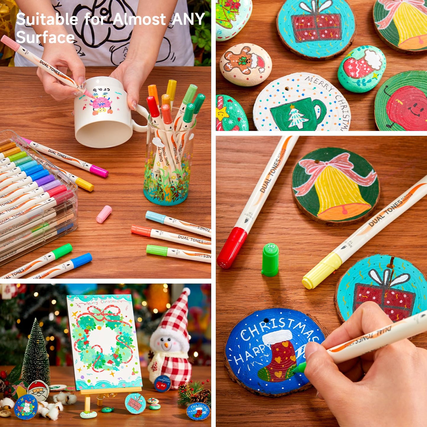 Shuttle Art 120 Colors Dual Tone Acrylic Paint Markers, 60 Pack Acrylic Paint Pens Set for Rock Painting, Ceramic, Wood, Canvas, Glass, Stone, Fabric, Card Making, DIY Crafts & Art Supplies