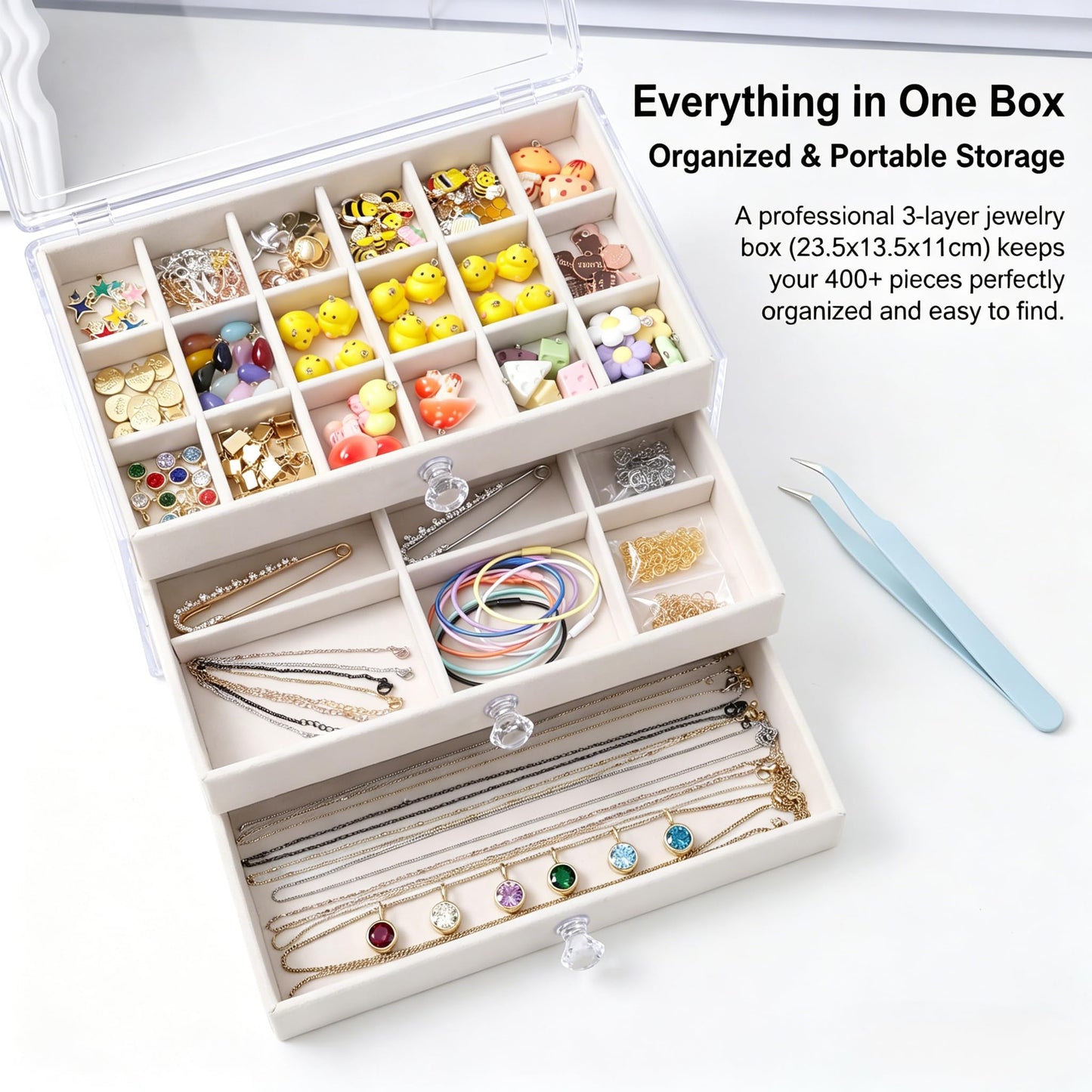 175 Pcs DIY Jewelry Making Kit with 26 Gold Alphabet Charms, 12 Birthstone Charms,12Natural Water Drop Stones, Necklace Bracelet Pendants, Brooches, Jewelry Box & Complete Craft Accessories for Girls Women, Gift for Mother’s Day Birthday Christmas