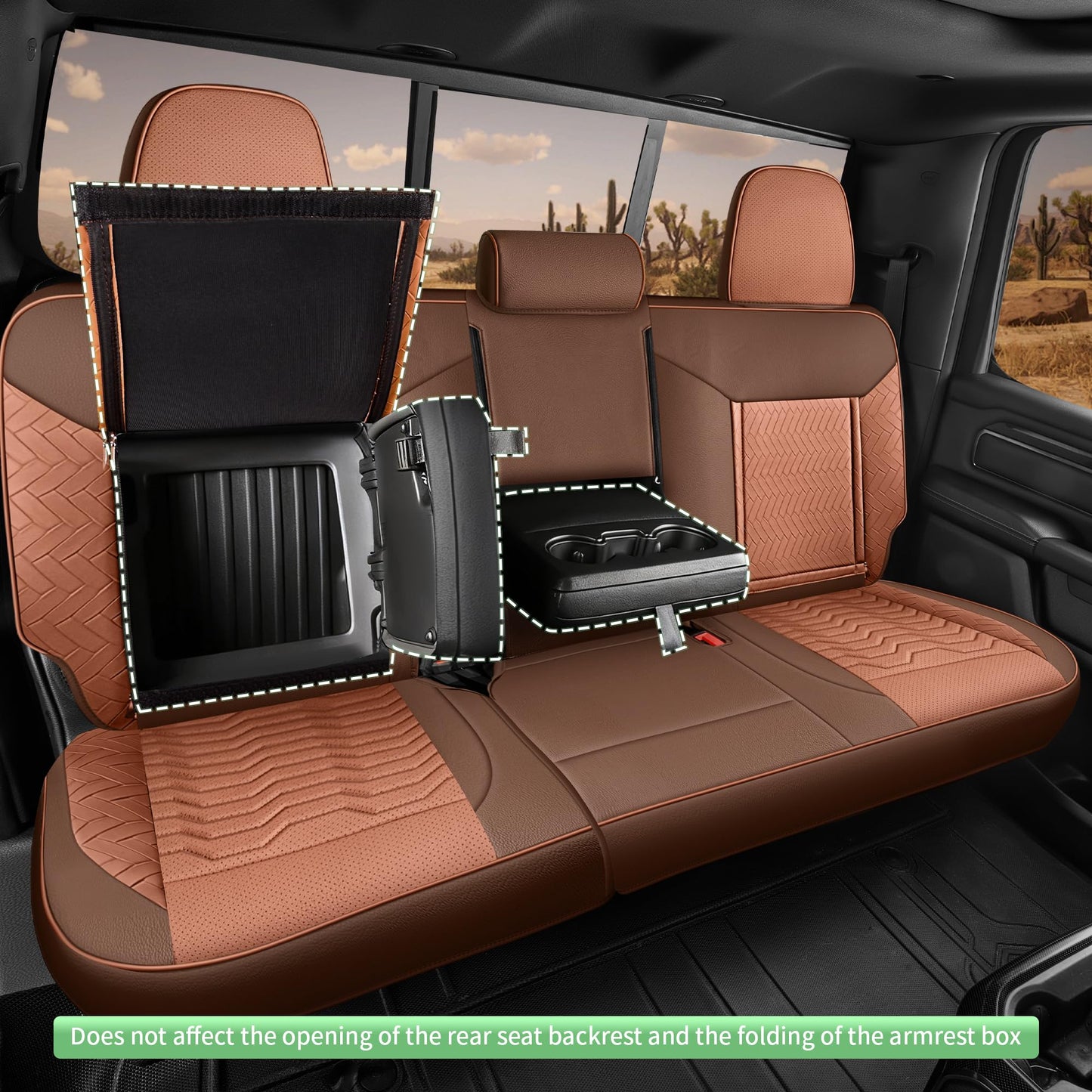 Red Rain Brown Leather Car Seat Cover for Chevy Silverado 2019-2025 1500 2500 3500 Crew Cab Double Extended Regular Cab LT LZT RST Trail Boss, GMC Sierra 2020-2026 (Silverado-Brown+Orange-2019/2025)