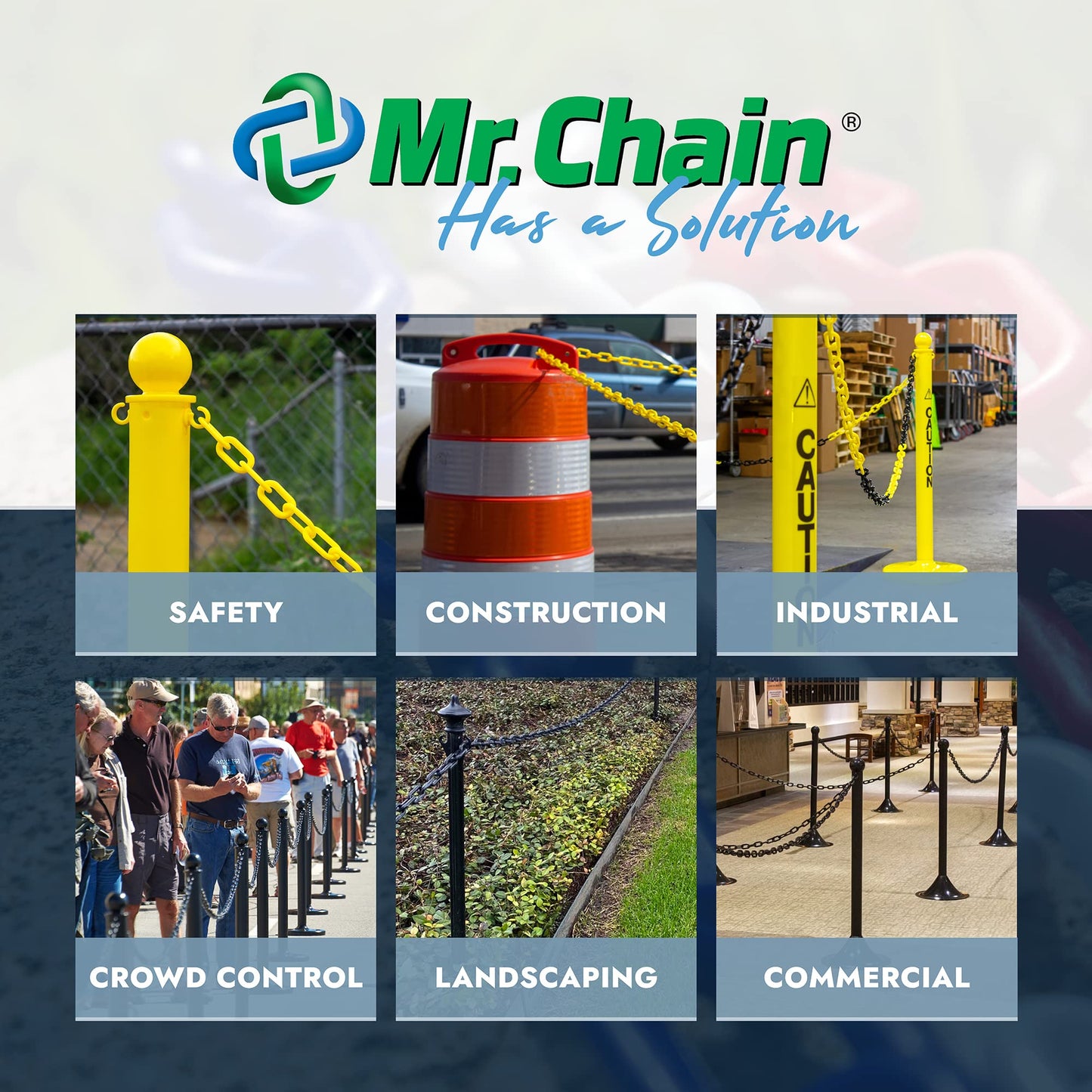 Mr. Chain Plastic Barrier Chain, Safety Green, 1.5-Inch Link Diameter, 25-Foot Length (30014-25)