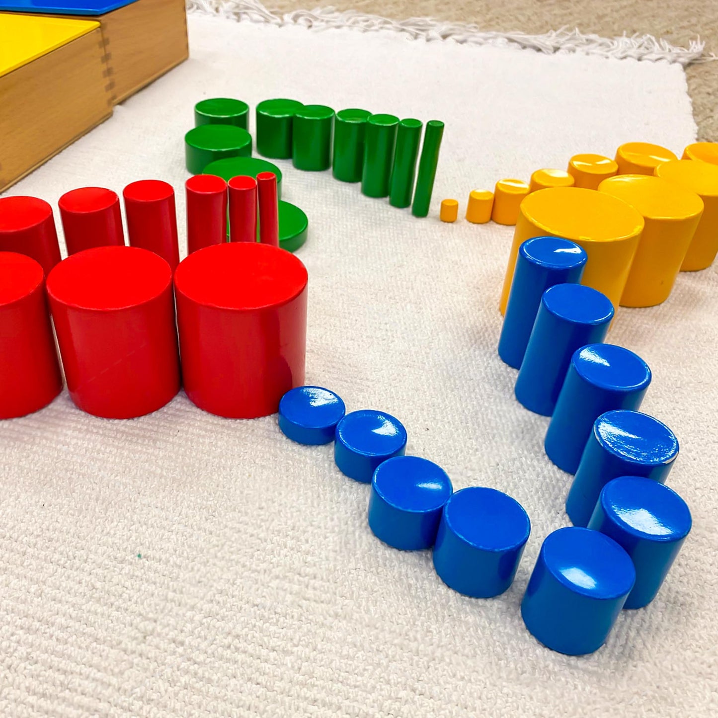 Hidoggy Montessori Knobless Cylinders(Set of 4), Early Educational Material Sensorial Toy for Toddler 3+, Preschool Learning for Kids Boy Girl Gift