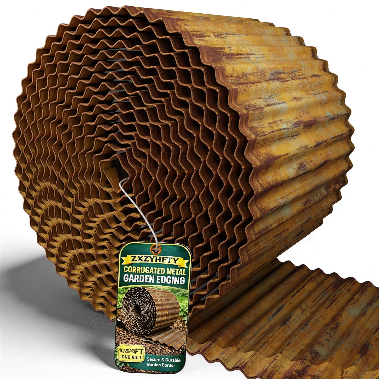 ZXZYHFTY Corrugated Metal Garden Edging, 6" x 20Ft Rusty Landscape Border for Lawn, Flower Beds, Paver Edging, Durable Garden Fence.