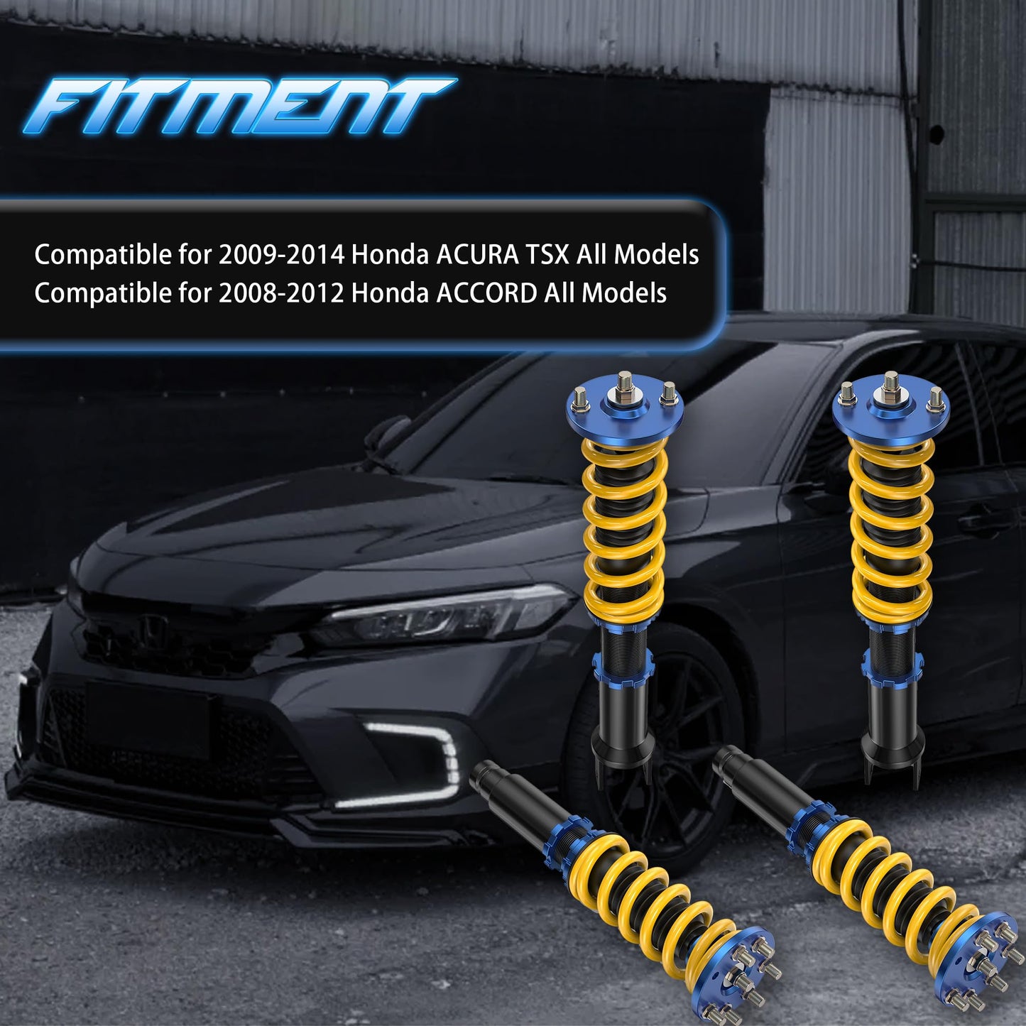 AUTOSTARSHIP Height Adjustable Coilover Lowering Kit Compatible for 09-14 Honda ACURA TSX, 08-12 Honda Accord Suspension Coil Spring Strut Shocks (4pcs)