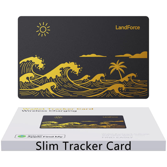 LandForce Ultra-Thin Wallet Tracker Card 0.07in IP68 Waterproof Bluetooth Tracker Smart Finder for Passport, Wireless Charging, Card Locator, iOS Only, Compatible with iPhone/iPad/Mac