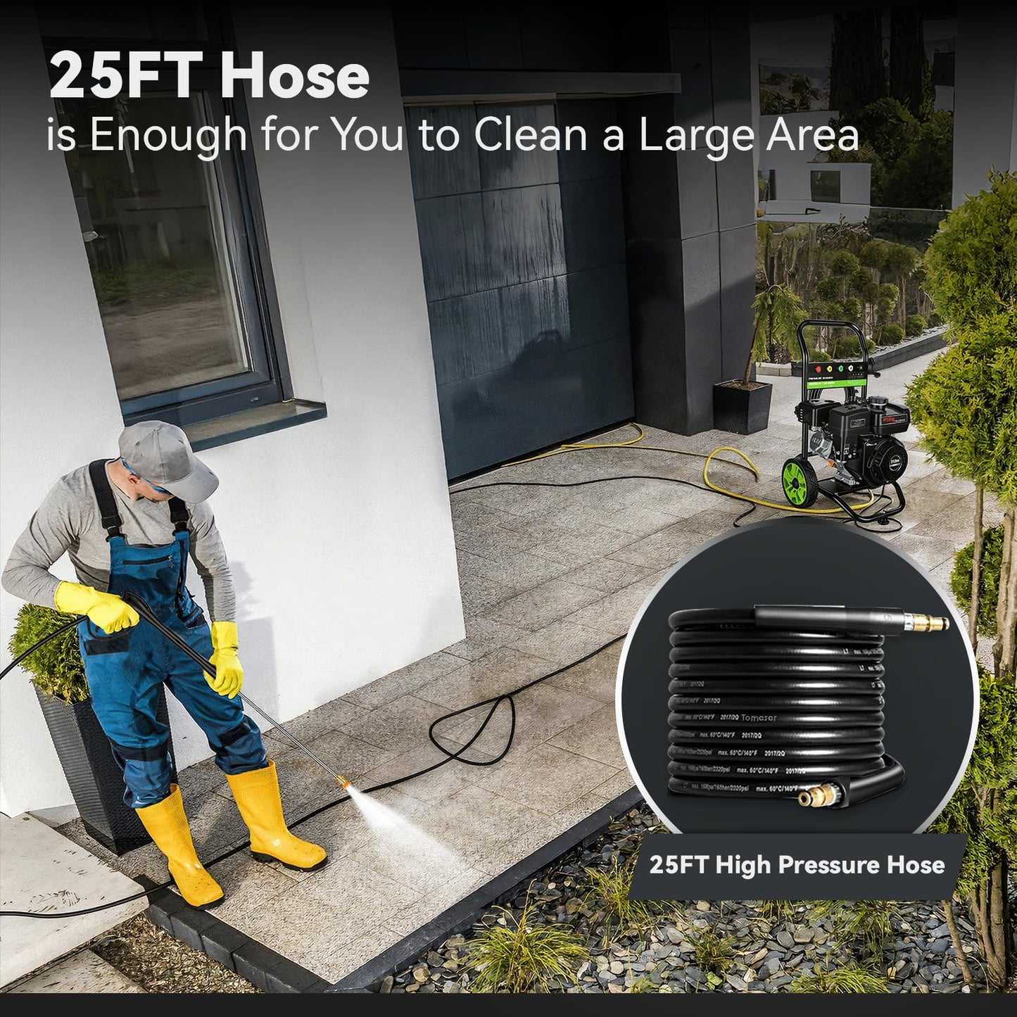 4200PSI Gas Pressure Washer 4.0GPM Gas Power Washer 212CC Gas Powered Washing Machine Commercial High Pressure Washer with 25ft Hose&5 Nozzles for Patio Garden Yard Vehicle,EPA/CARB/ETL (Black)