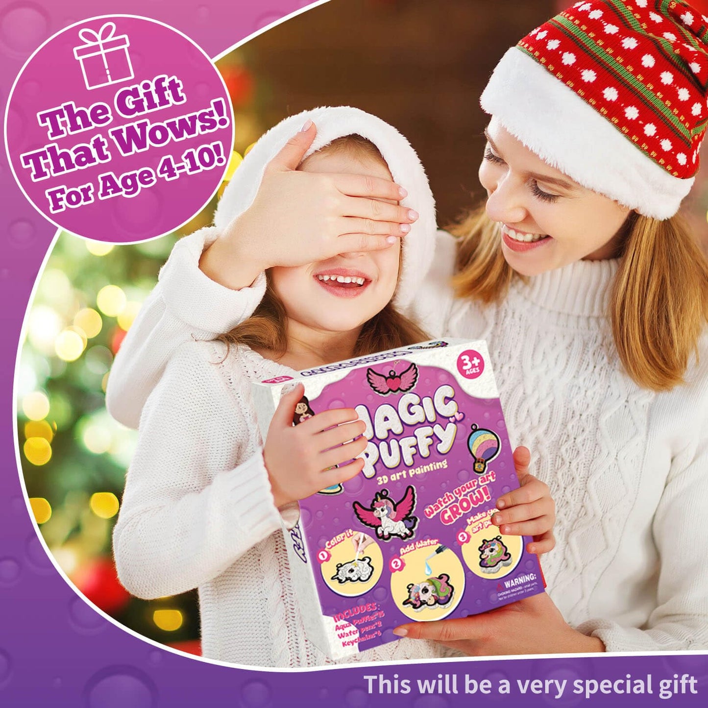 Dolanus Arts and Crafts Kits -3D Art Puffs Sponge Magic Painting, Birthday Gift for 4 5 6 7 8 9 Year Old Girl, Toys for Girls Ages 4-10, DIY Color & Inflate Activity, Travel & Creative Gifts