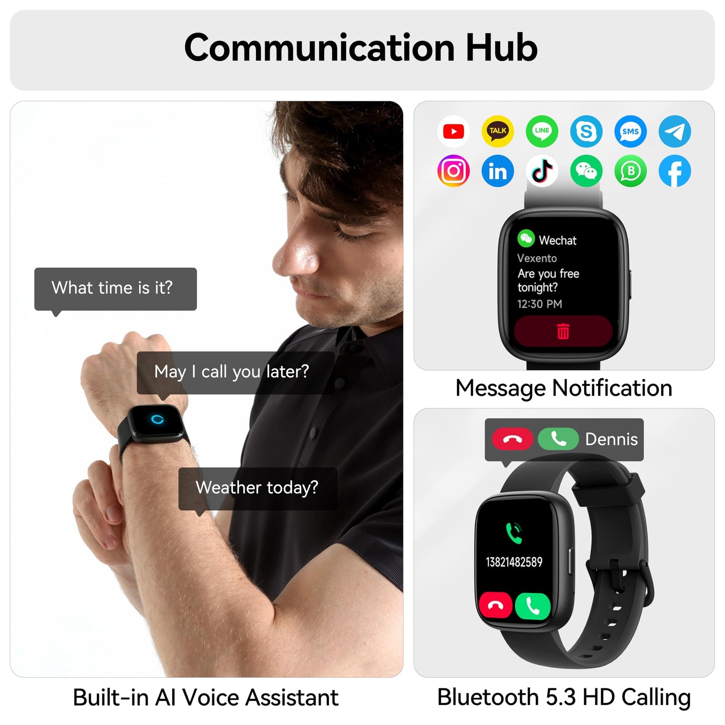 Smart Watch with Alexa Built-in, 1.83" HD Touchscreen Fitness Tracker with Bluetooth Calling, Fitness Watch with Heart Rate/Sleep Monitor, 120+ Sports Modes, IP68 Waterproof Smartwatch for Android iOS