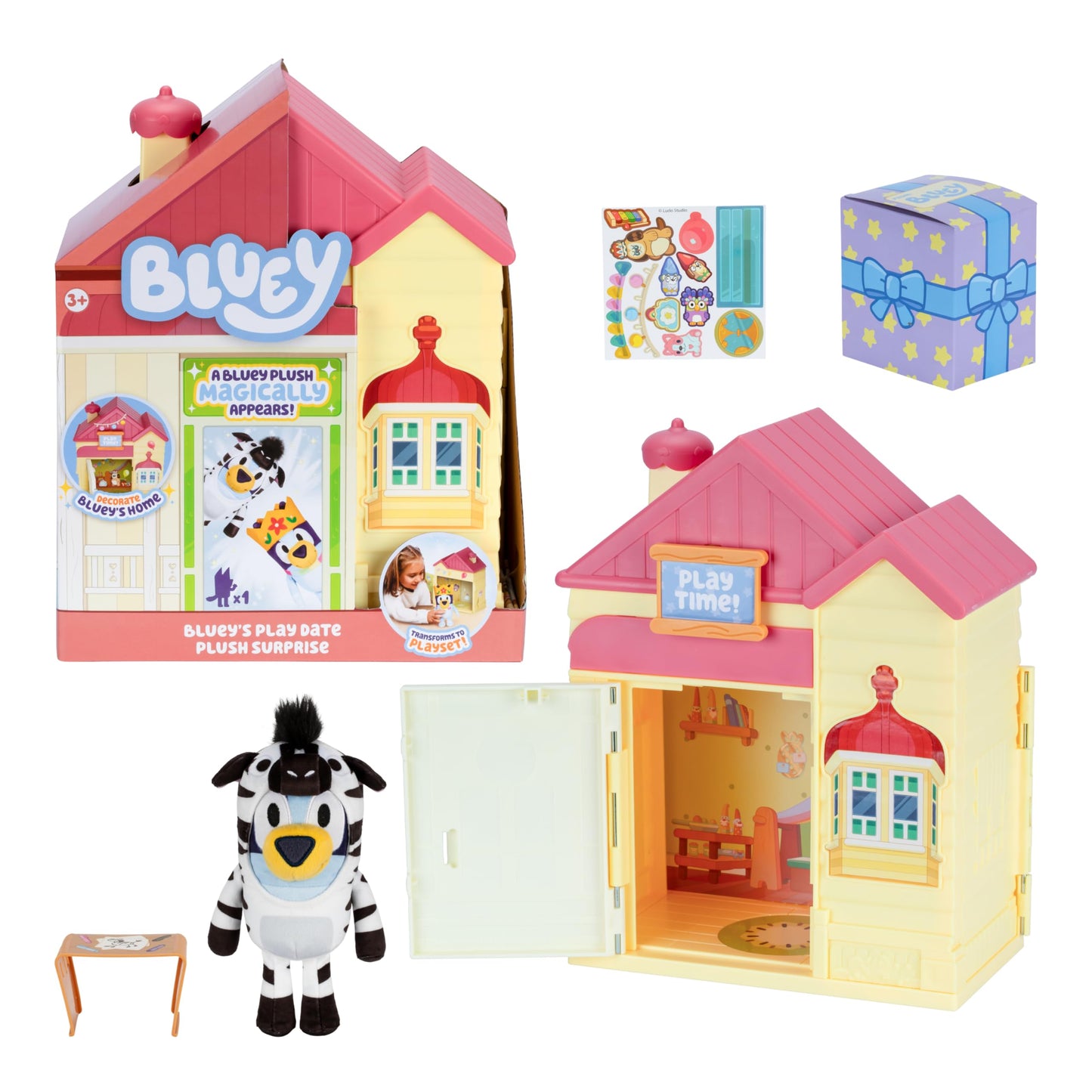 Bluey’s Play Date Plush Surprise Toddler House Playset, Durable Toy House with Exclusive Cuddly Stuffed Toy, Immersive House Toys for Kids of Ages 3+