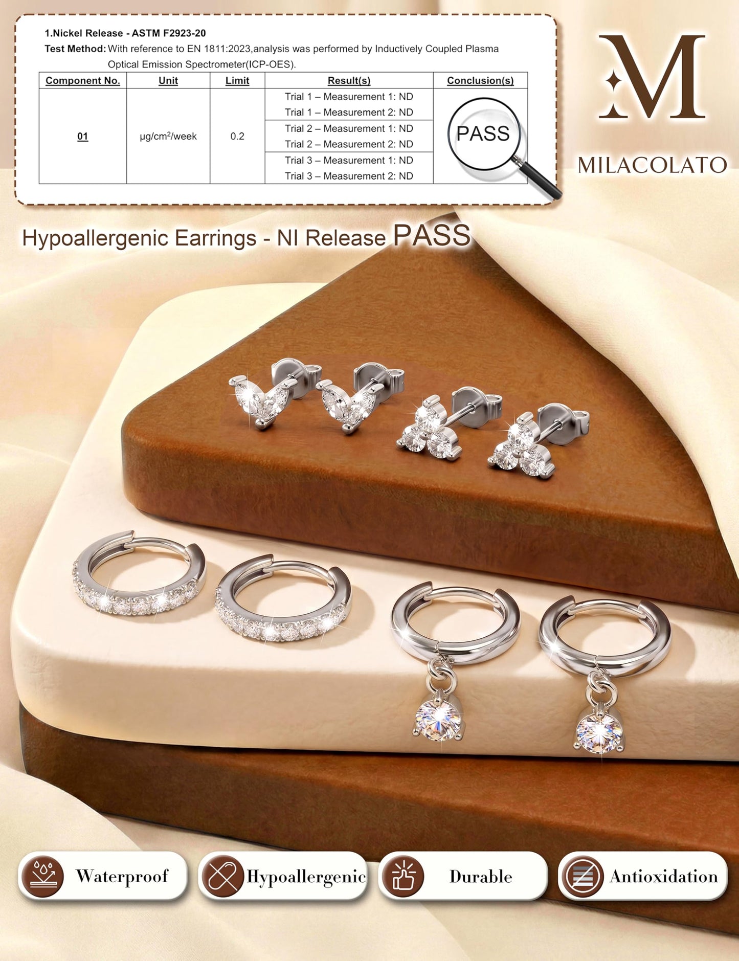 MILACOLATO 4 Pairs Silver Earrings for Women, Hypoallergenic Sterling Silver Filled Small Stud Hoop Earrings Set for Multiple Piercing, Dainty Lightweight Cartilage Huggie Earrings Stacks Trendy Jewelry Gifts, A