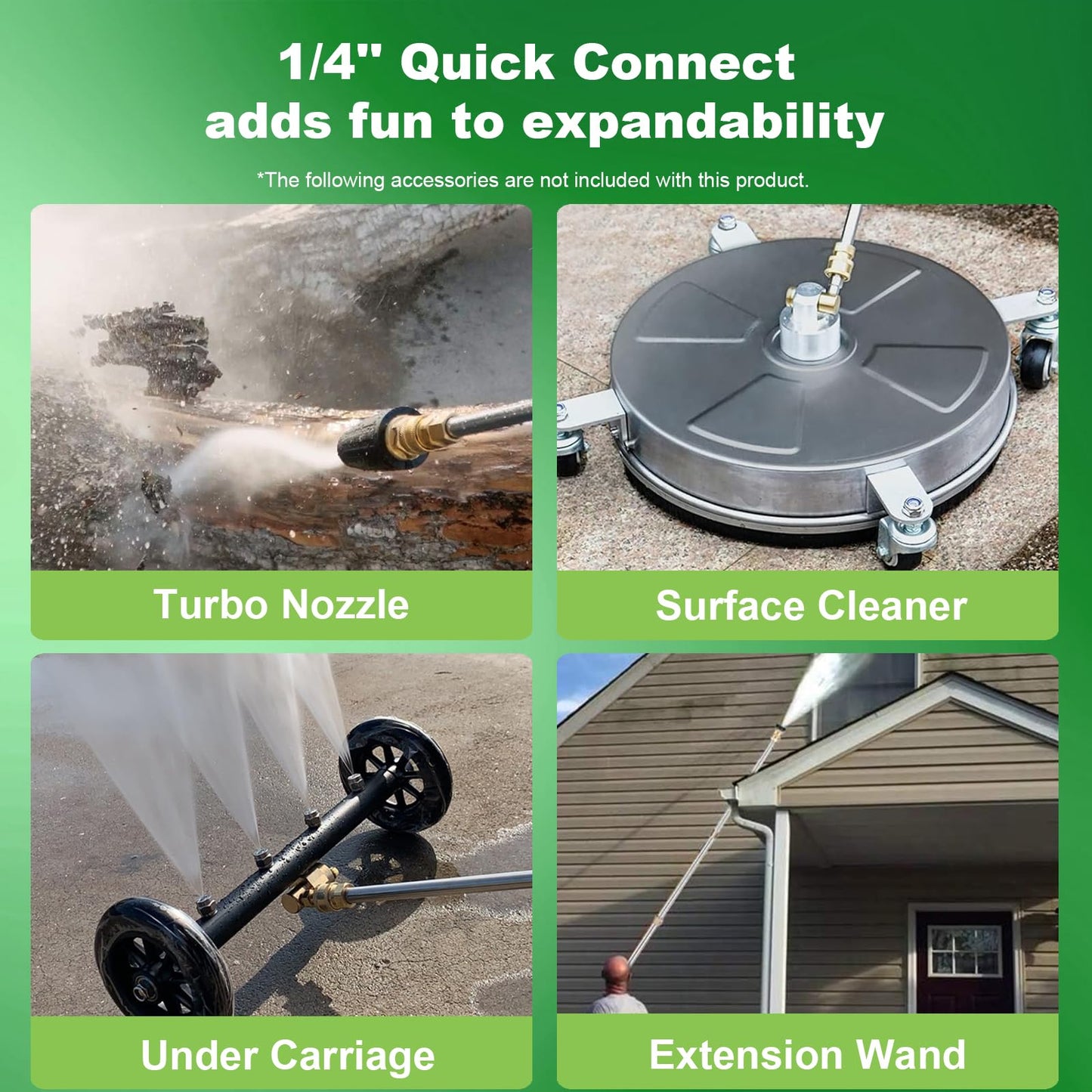 5000PSI 4.0GPM Heavy Duty Electric Pressure Washer with 33 FT Extension Hose, 4 Quick Connect Nozzles and Foam Cannon for Cars/Fences/Driveways/Patios/Home Cleaning, Green