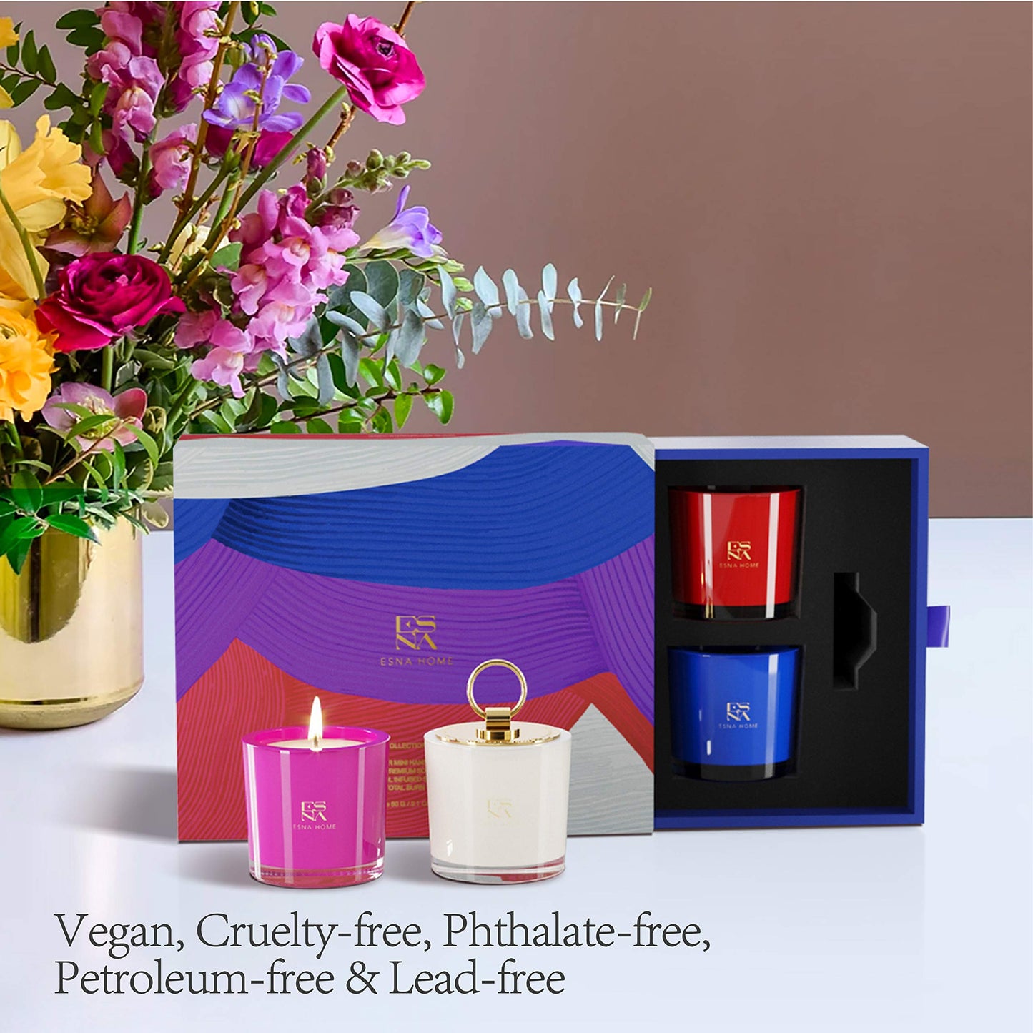 Luxury Scented Candle Set 4 All Natural Soy Aromatherapy Candle Gift Set Votive Candle Gift Set for Women Self Care Stress Relief Gifts for Her Luxury Christmas Gifts for Women Candles for Home 60 hrs