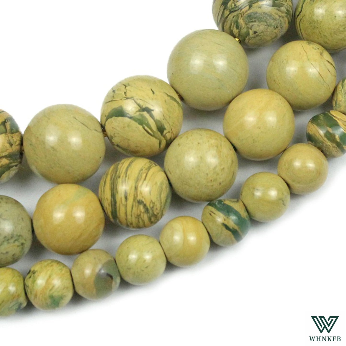 WHNKFB 10mm 50PCS Natural Green Serpentine Round Beads, Dragon Vein Loose Gemstone Beads for Jewelry Making Craft - 4mm 6mm 8mm 10mm Options with Free Elastic Cord