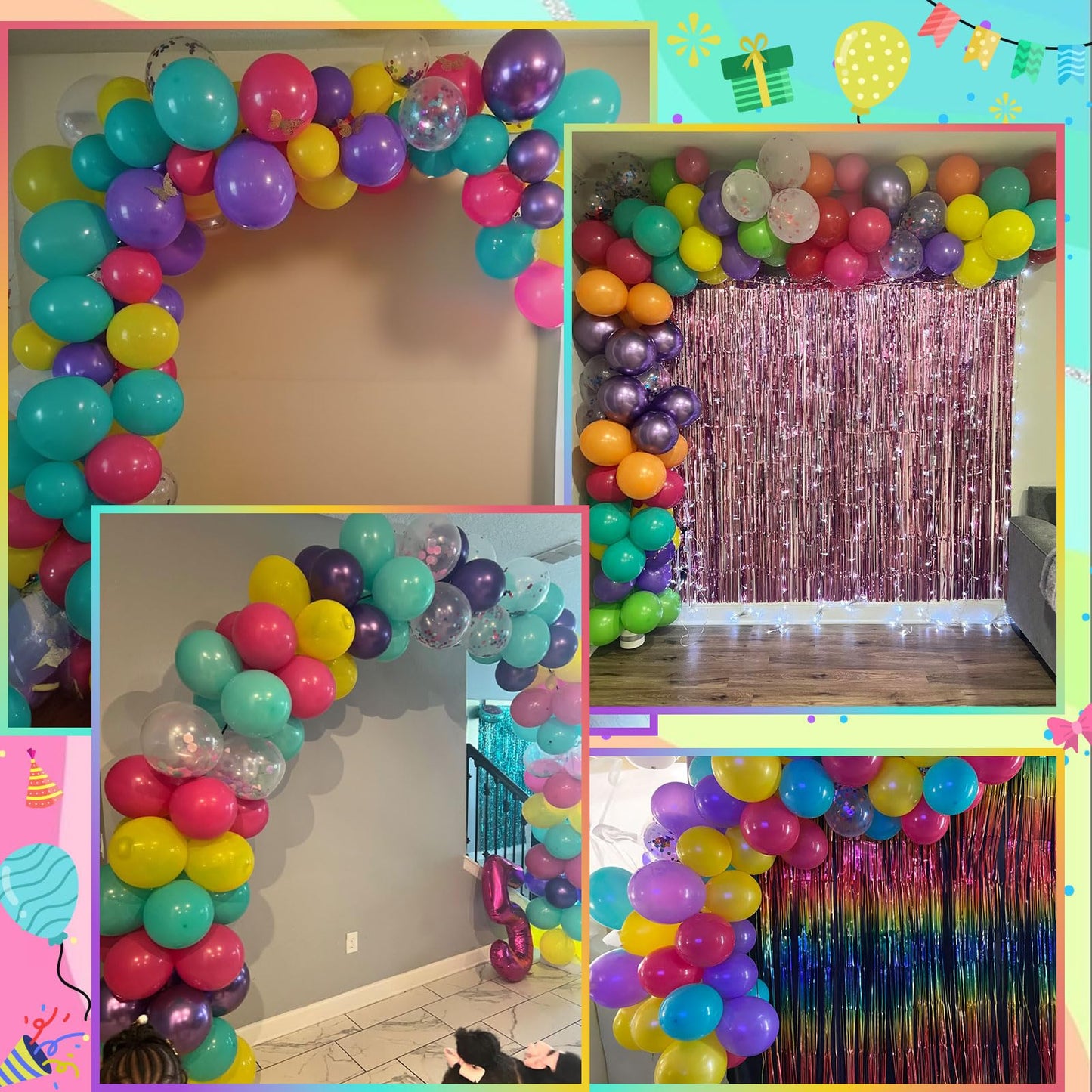 Pink Blue Purple Balloon, 60 Pcs 12 Inches Hot Pink Metallic Purple Teal Yellow Balloons Confetti Balloons for Kids Magic Theme Birthday Decoration Baby Shower Girls Music Party Supplies