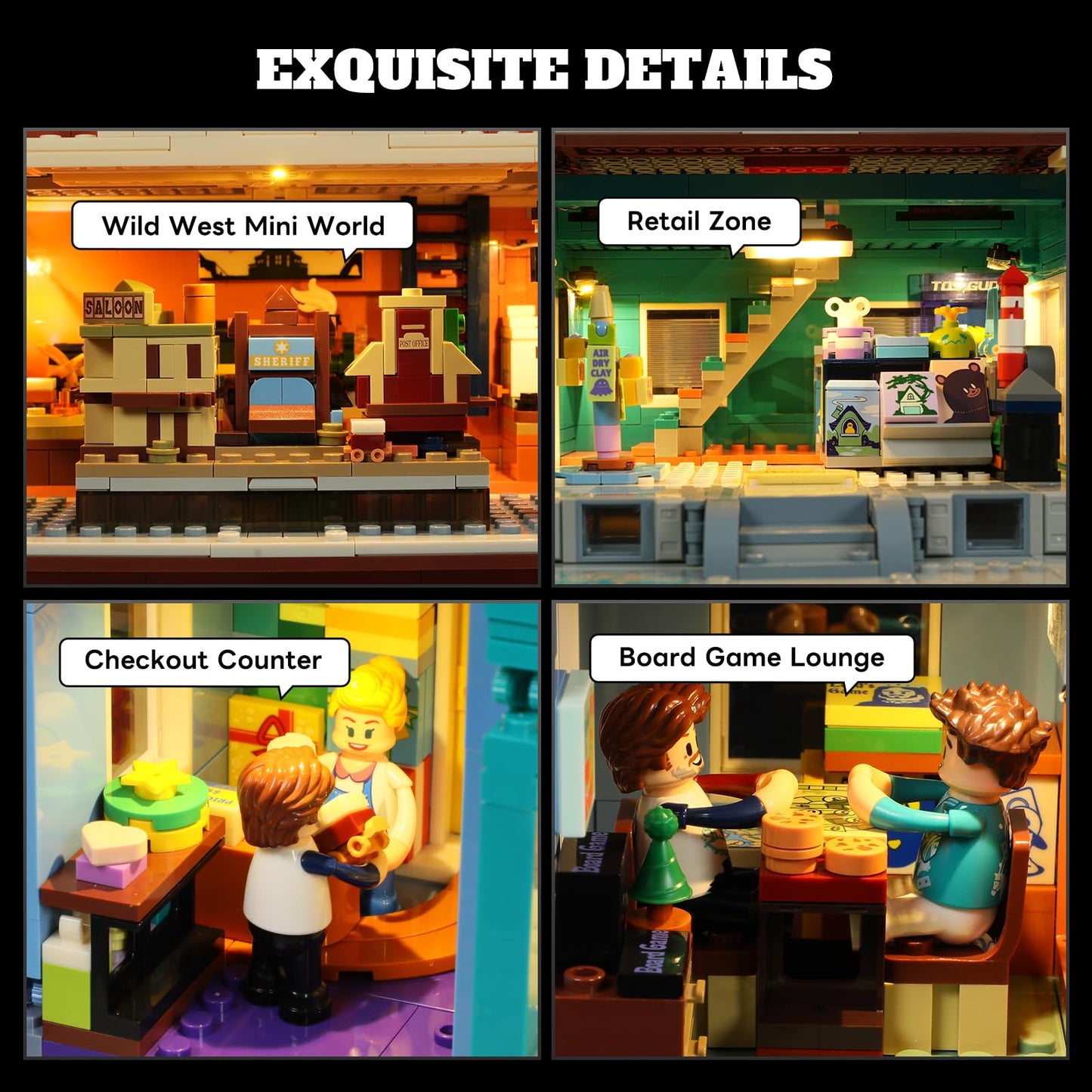 Lumibricks Toy-Store Lighting Building-Bricks Set – City Town Modular Townhouse Toy Shop Dollhouse LED Light Display Model 3086 Pcs Construction Kit for Adults and Teens