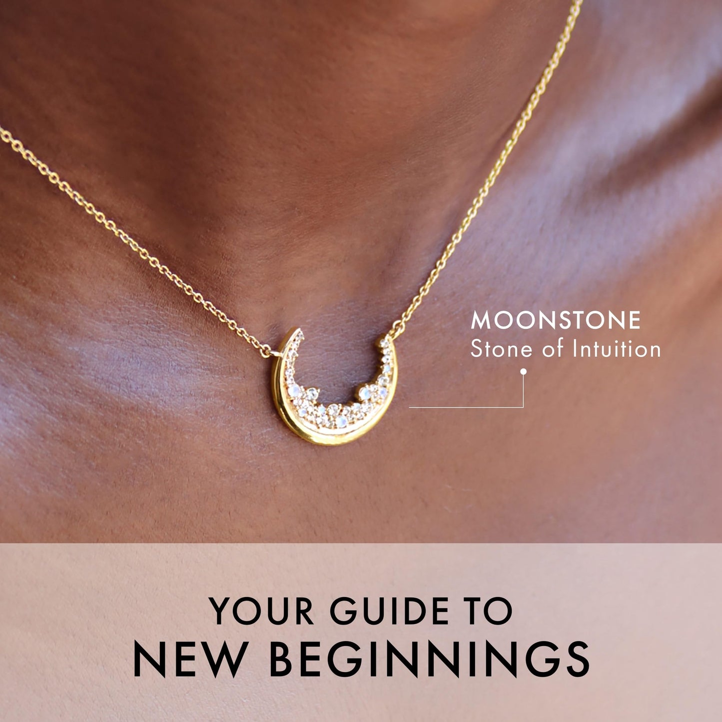 Moon Magic - Authentic Moonstone Necklace for Women | Onyx, Black Obsidian Necklaces/Real 925 Sterling Silver/18k Rose and Yellow Gold Enchanted Crystal Necklace for Women | Genuine Gemstone Jewelry
