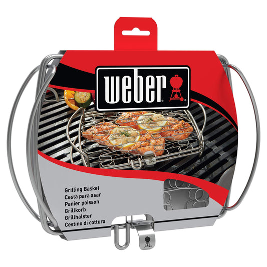 Weber Stainless Steel Fish Basket – Flexible Wire Design for Grilling Fish, Vegetables & Small Meats, Elevates Food from Grates, Dishwasher‑Safe, Fits All Grill Sizes