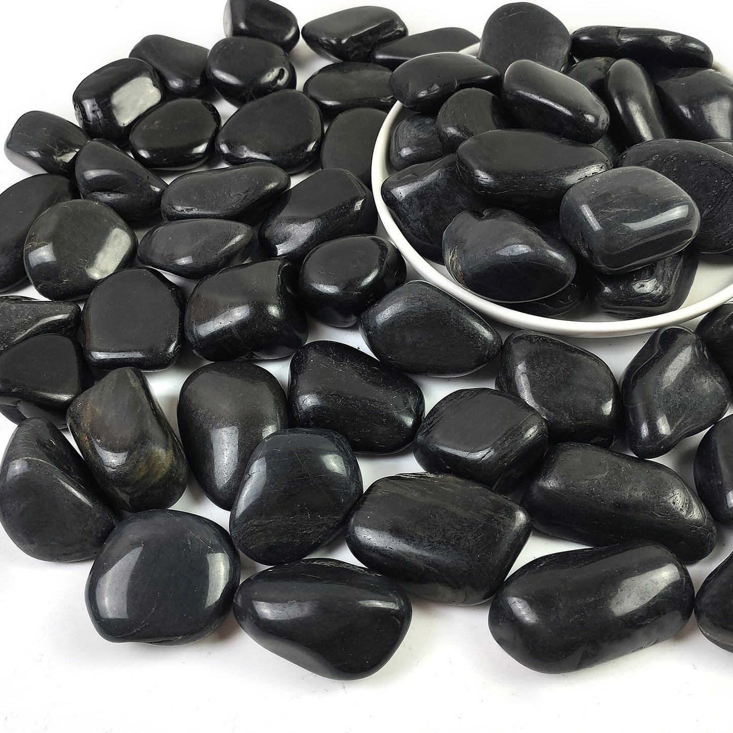 SHIZWU 1-2.2 Inch High Decorative Black River Rocks, 5LB Polished Stones, Pebbles for Landscaping, Fish Tank, Garden, Vase Filling Pebbles, Outdoor Decorative River Rocks