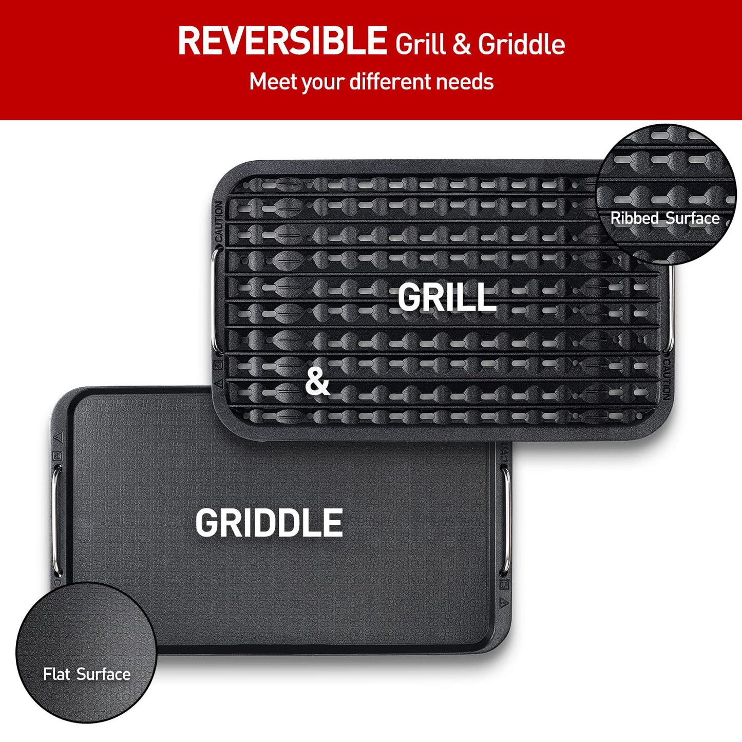Techwood Indoor Grill Smokeless Grill, 1500W Indoor Korean BBQ Electric Tabletop Grill with Tempered Glass Lid, Removable Grill and Griddle Plates with Drip Tray, Gray