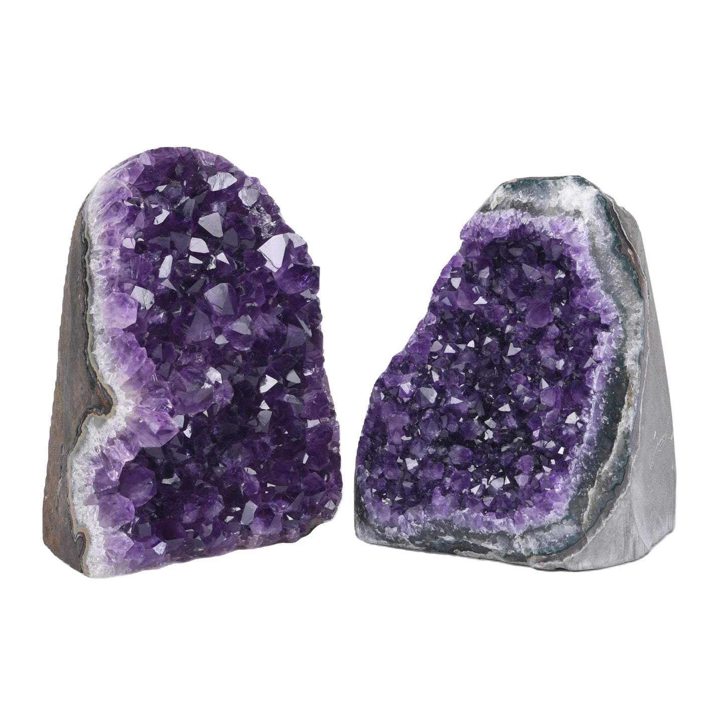 Premium Amethyst Geode Stone Crystal Cluster .5 - .75 Pound Geode - Each Piece is Unique & Natural - Raw Healing Crystal Rock from Uruguay - Deep Purple Decoration - FREE 3" Selenite Wand