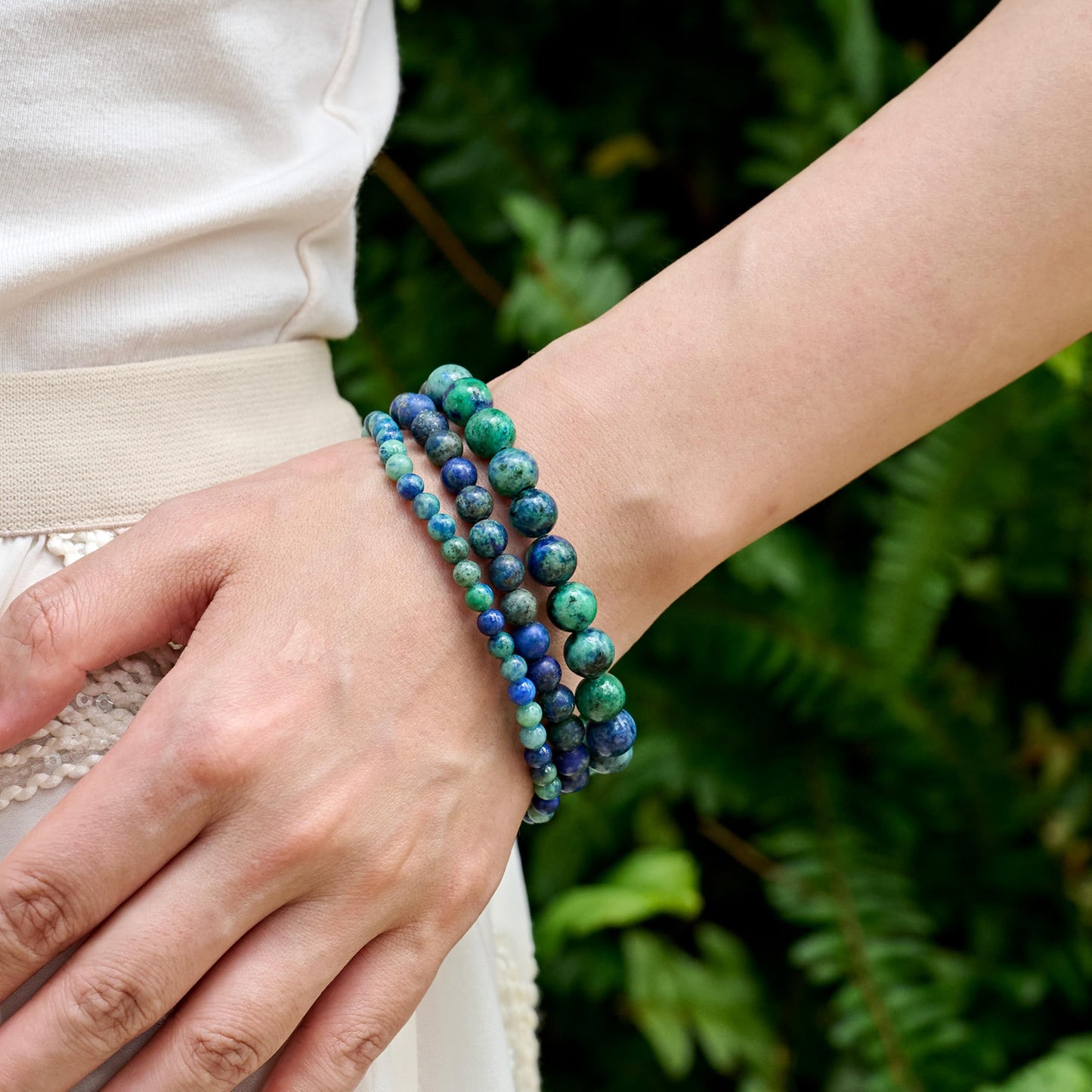 Chrysocolla-Gentle Expression-8mm Beaded Bracelets for Women Handmade Semi Precious Natural Stone Stretch Elastic Jewelry Yoga Protection Gifts