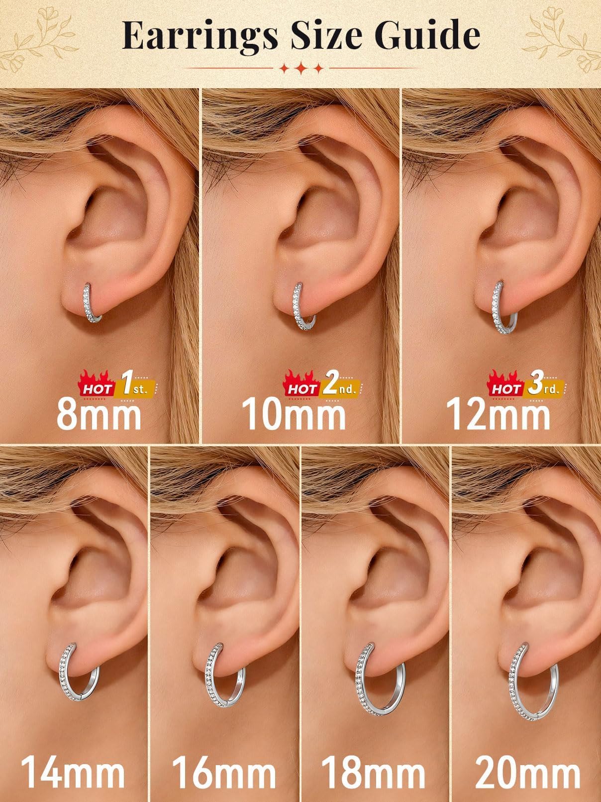 FaithHeart Cubic Zirconia Hoop Earrings for Women, Silver Hypoallergenic Huggie Hoop Earrings, Small Cartilage Earrings for Women 16mm, Send Gift Box