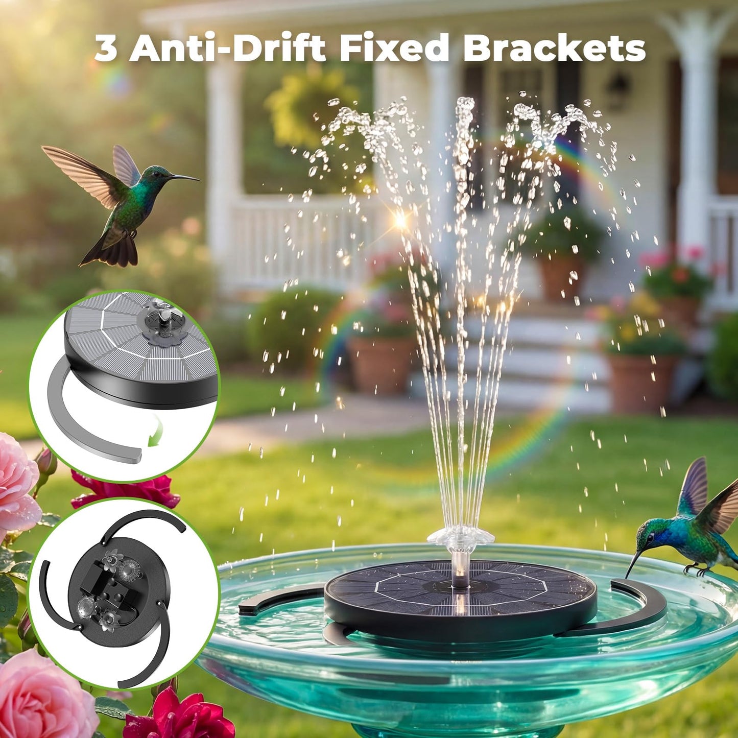 AISITIN 3.5W Solar Fountain for Bird Bath Upgraded 2026, Solar Water Fountain Kit with 3 Fixed Bracket & Multiple Nozzles & Storage Interface for Bird Bath, Garden, Courtyard, Pond, Pool and Outdoor
