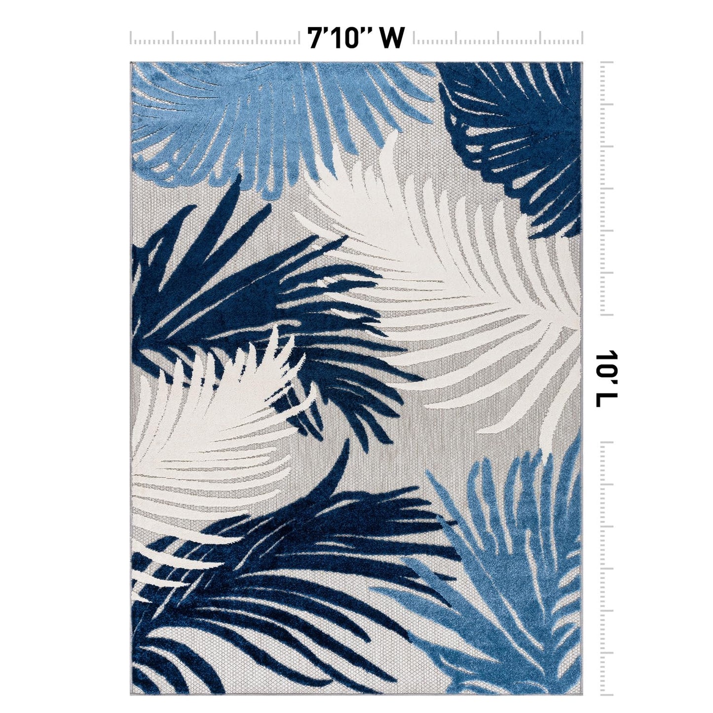 Rugshop Navy Lucca Contemporary Floral Indoor/Outdoor Area Rug Durable Polypropylene, Weather Resistant, Easy to Clean Perfect for Patio, Backyard, Deck and Outdoor Lounge 7'10" x 10'