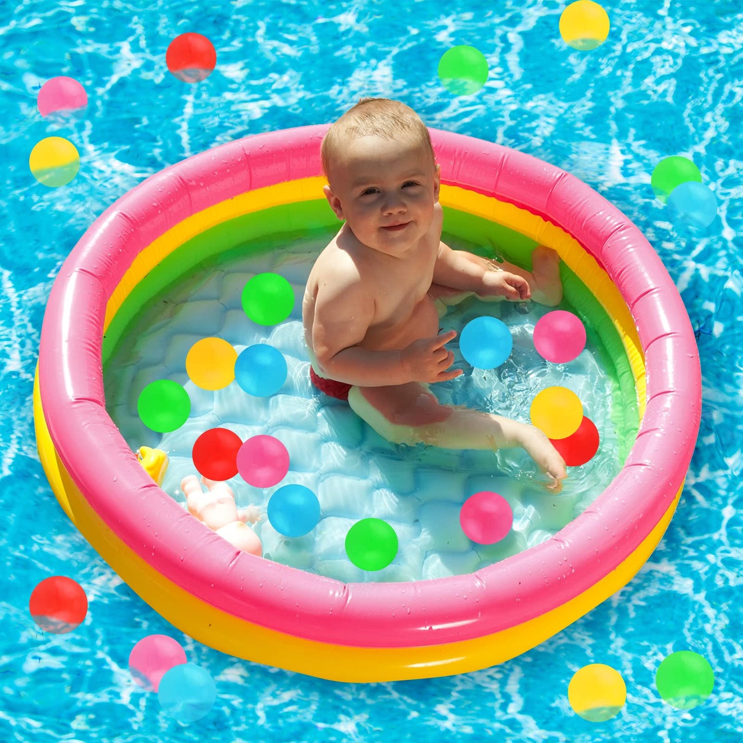 Honoson Inflatable Kiddie Pool Baby Pool with 50 Pcs Balls, Inflatable Swimming Pools Blow up for Beach Water Play Backyard Summer Indoor and Outdoor Party Supplies(35.4 Inch)