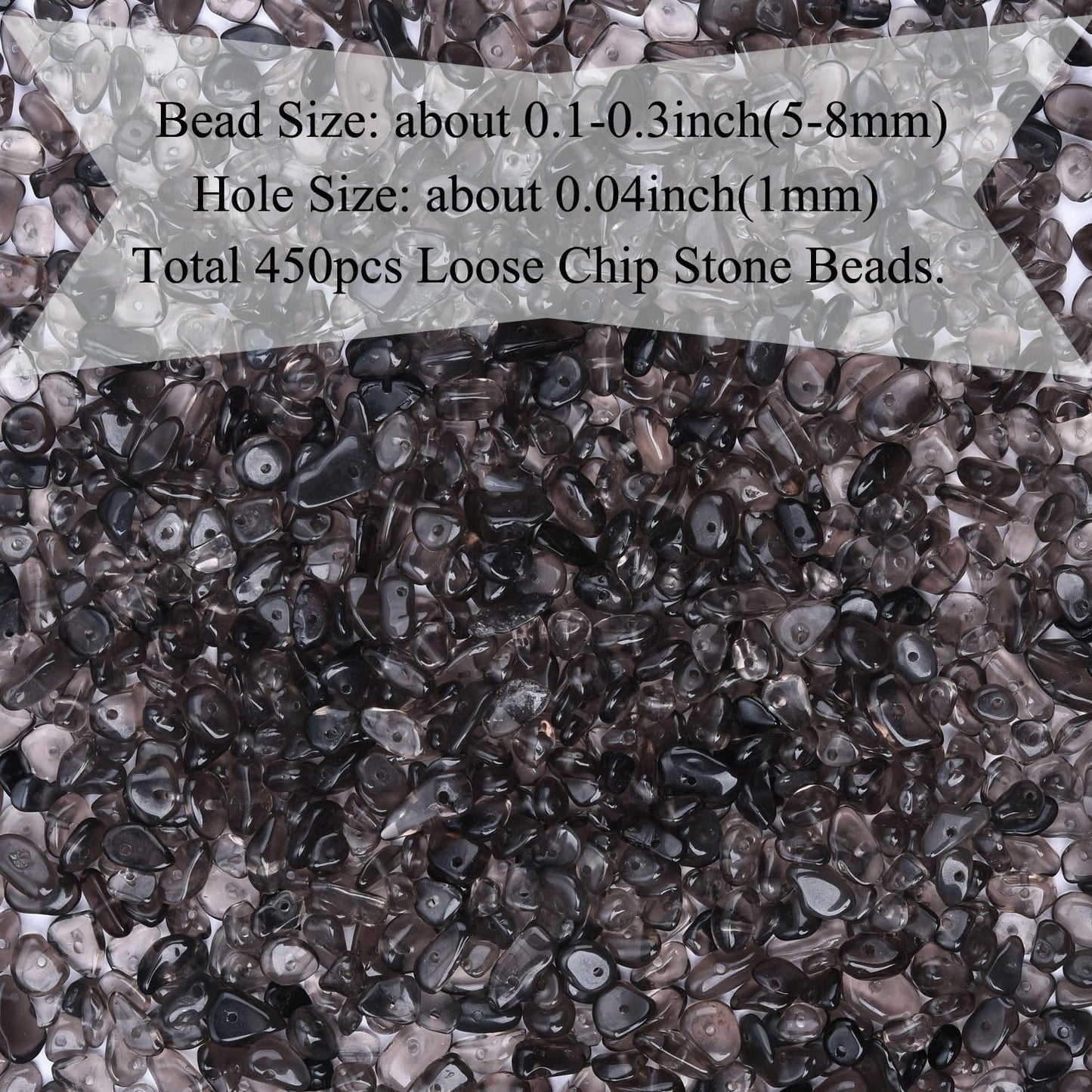 Natural Chip Stone Beads 450pcs Smoky Quartz Chips 5-8mm Genuine Real Irregular Healing Crystal Rocks Hole Drilled DIY Loose Gemstone Beads for Jewelry Making Bracelet Earrings Necklace Crafting