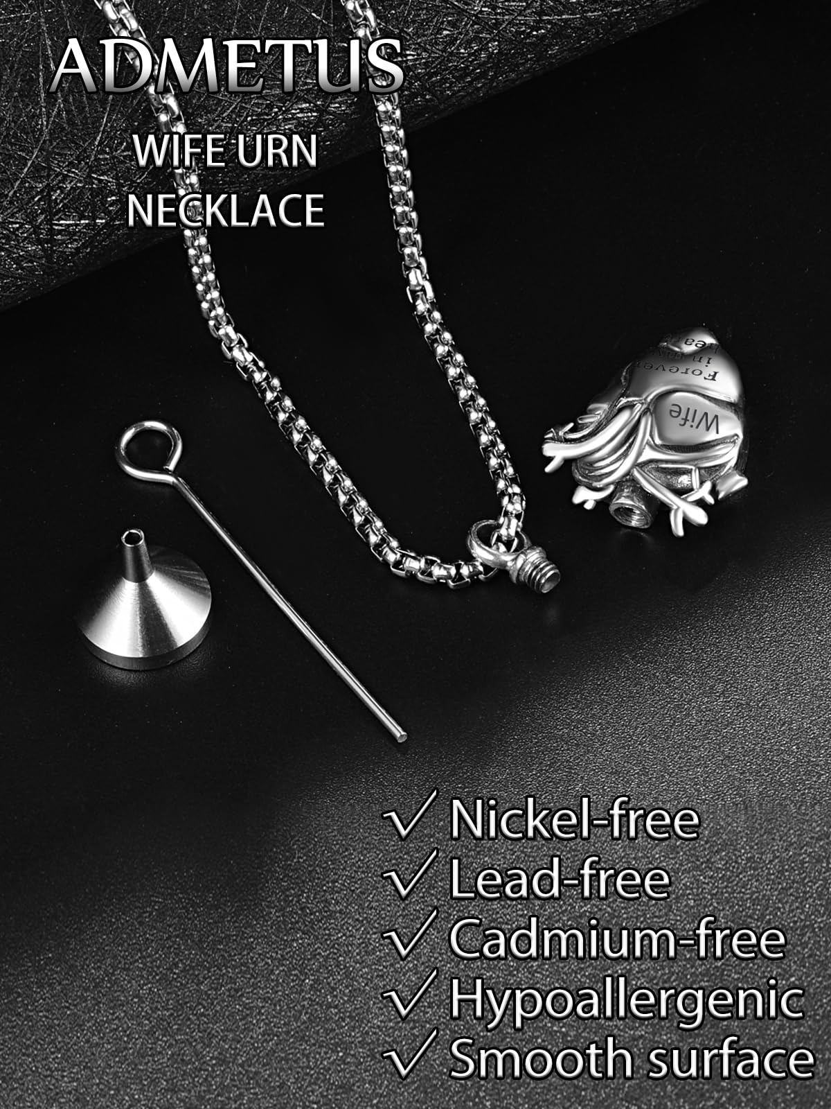 Anatomical Heart Urn Necklaces for Ashes Sterling Silver Ash Pendants Cremation Jewelry Wife Keepsake Pendant Memorial Jewelry Gifts for Loss of Wife