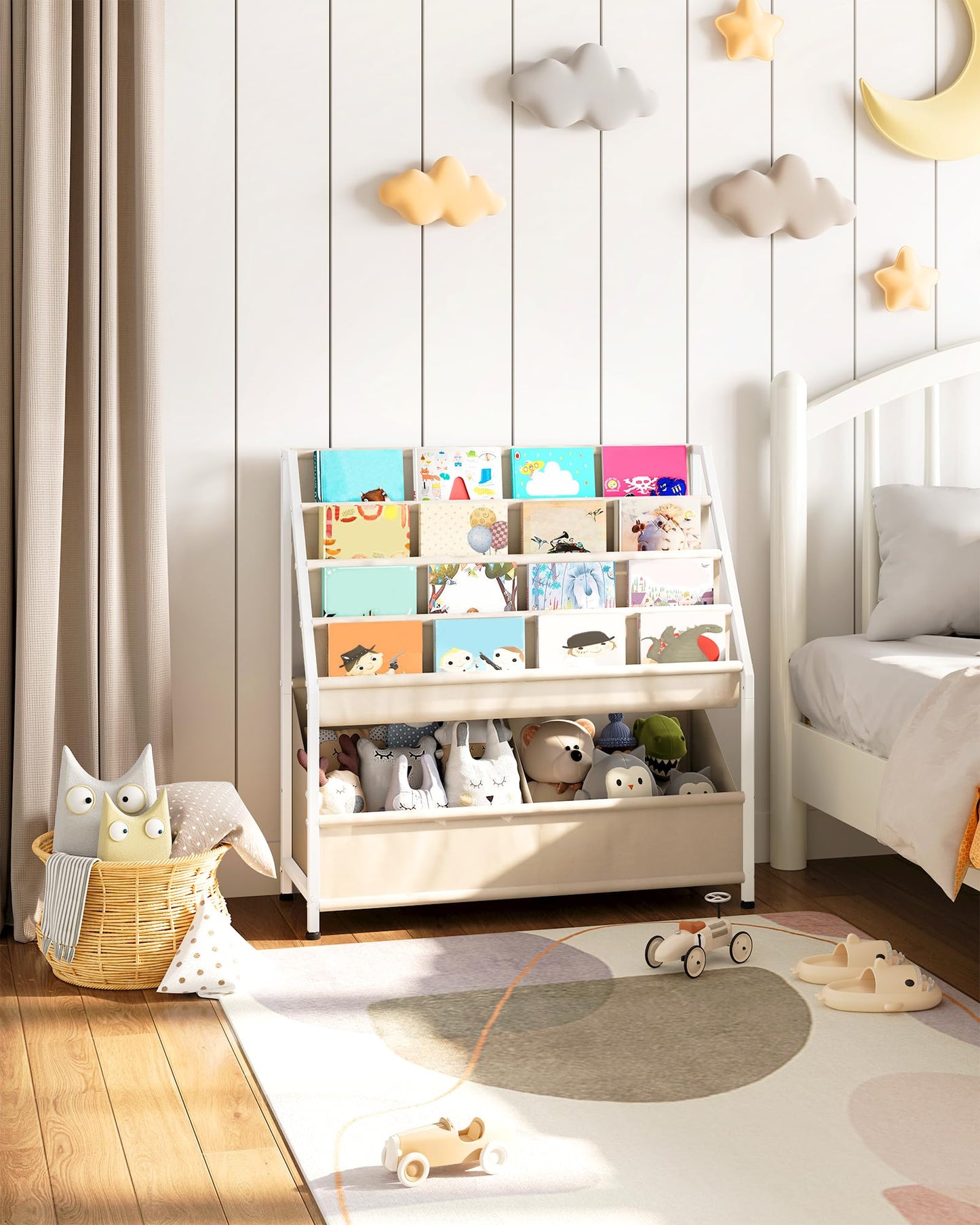 CHOEZON Kids Bookshelf, 4-Tier Bookshelf for Kids, Large Capacity Book and Toy Storage Organizer, Toddler Book Shelf for Kids Room, Nursery, Playroom, Beige TCW09WM