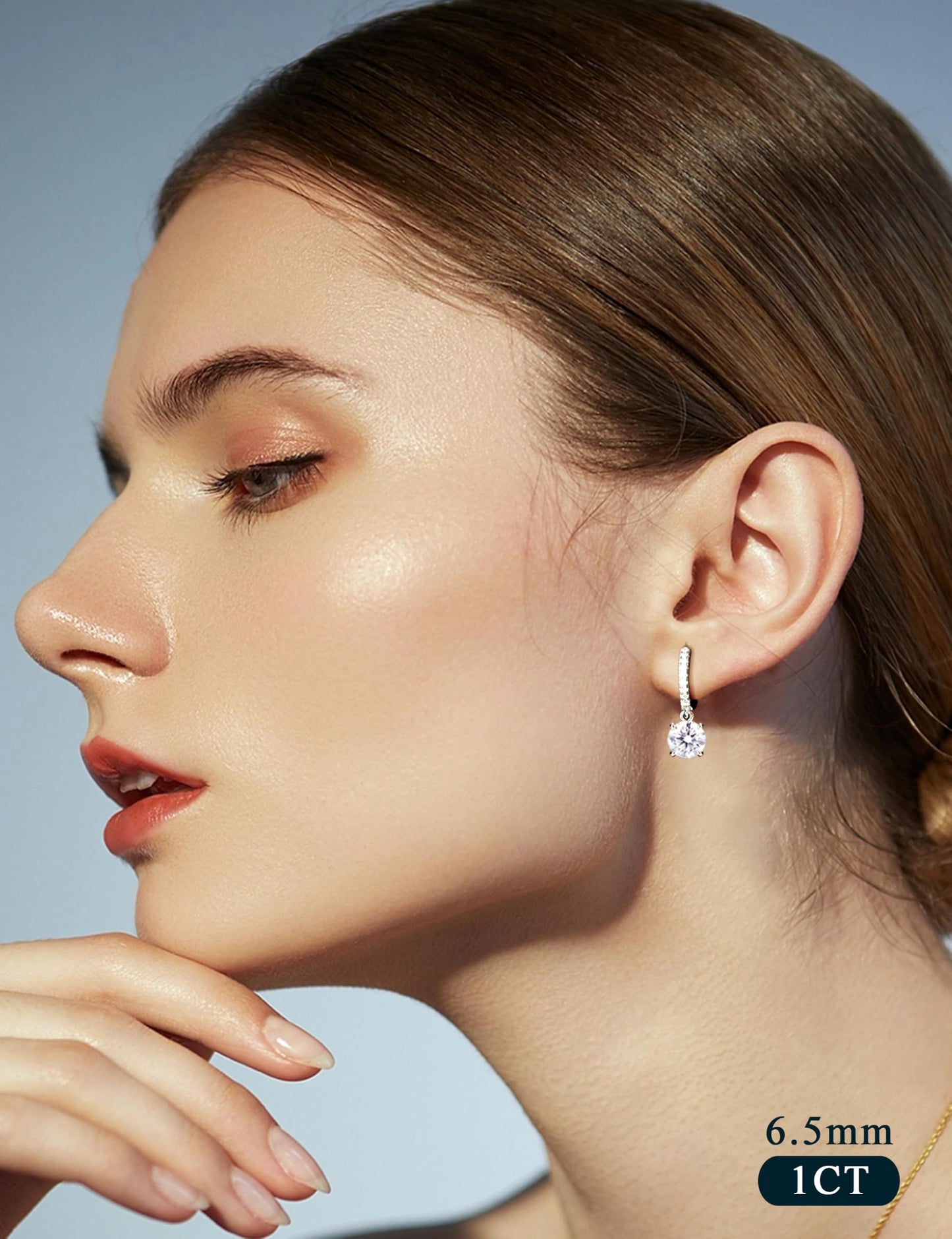 Moissanite Earrings, Sterling Silver Hoop Earring 1.0ct-2.0ct D Color Brilliant Hypoallergenic Earring for Women Men Drop Dangle Moissanite Leverback Mother's Day Gift