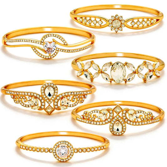 6 Pack 18K Gold Plated Bangles Bracelet Set for Women, Dainty Vintage Trendy Fashion Jewelry, Ideal Gift for Birthday Christmas Valentine's Day Mother's Day for Girlfriend Wife Mom Sister
