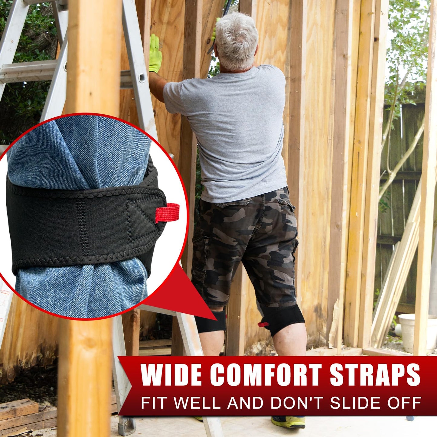 FREEKYROCK Work Knee Pads for Men Construction,Gel Roofing and Flooring Knee Pads for Women with Soft Foam Padding for All Day Comfort, Gardening Kneepads for Work with Anti-Slip 1680D Fabric Cap, Grey