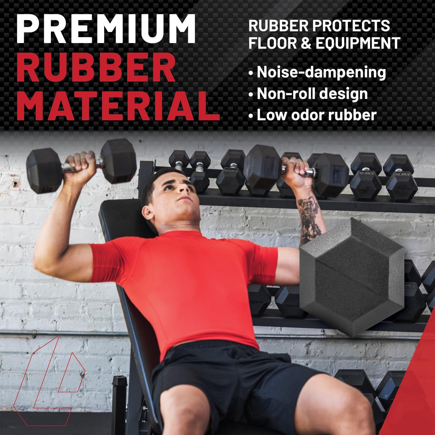 Lifeline Hex Dumbbells – Premium Quality, Low Odor, and Ergonomic Knurled Handle, 65 lb