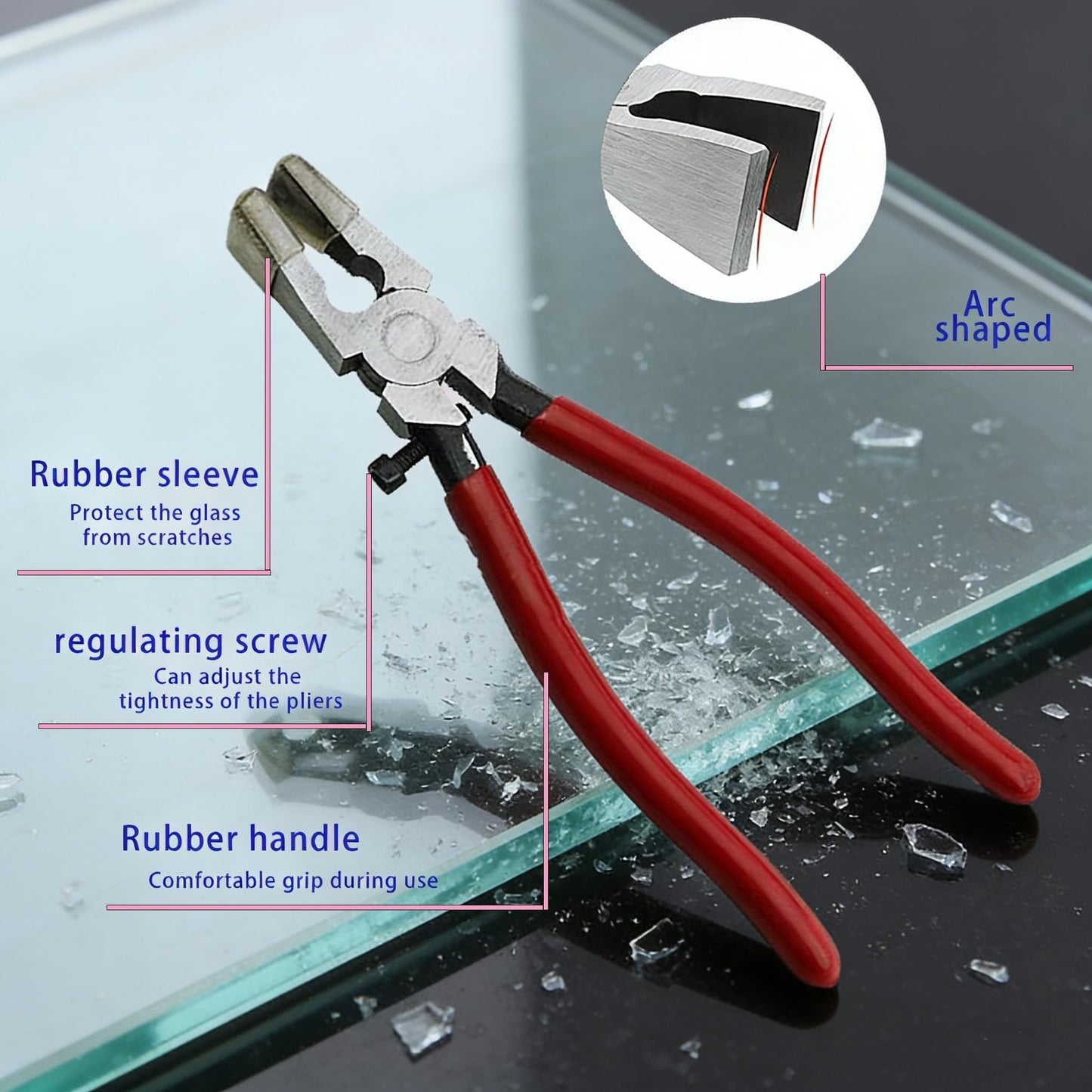OFCOX Glass Cutting Tool Set Kit, Glass Nipper,Glass Running Plier, Breaking Plier, Oil Feed Glass Cutter Set with Leather Zipper Bag for Stained Glass, Tiles, Mosaic, Mirrors,Bottle, Fusing, Breaking