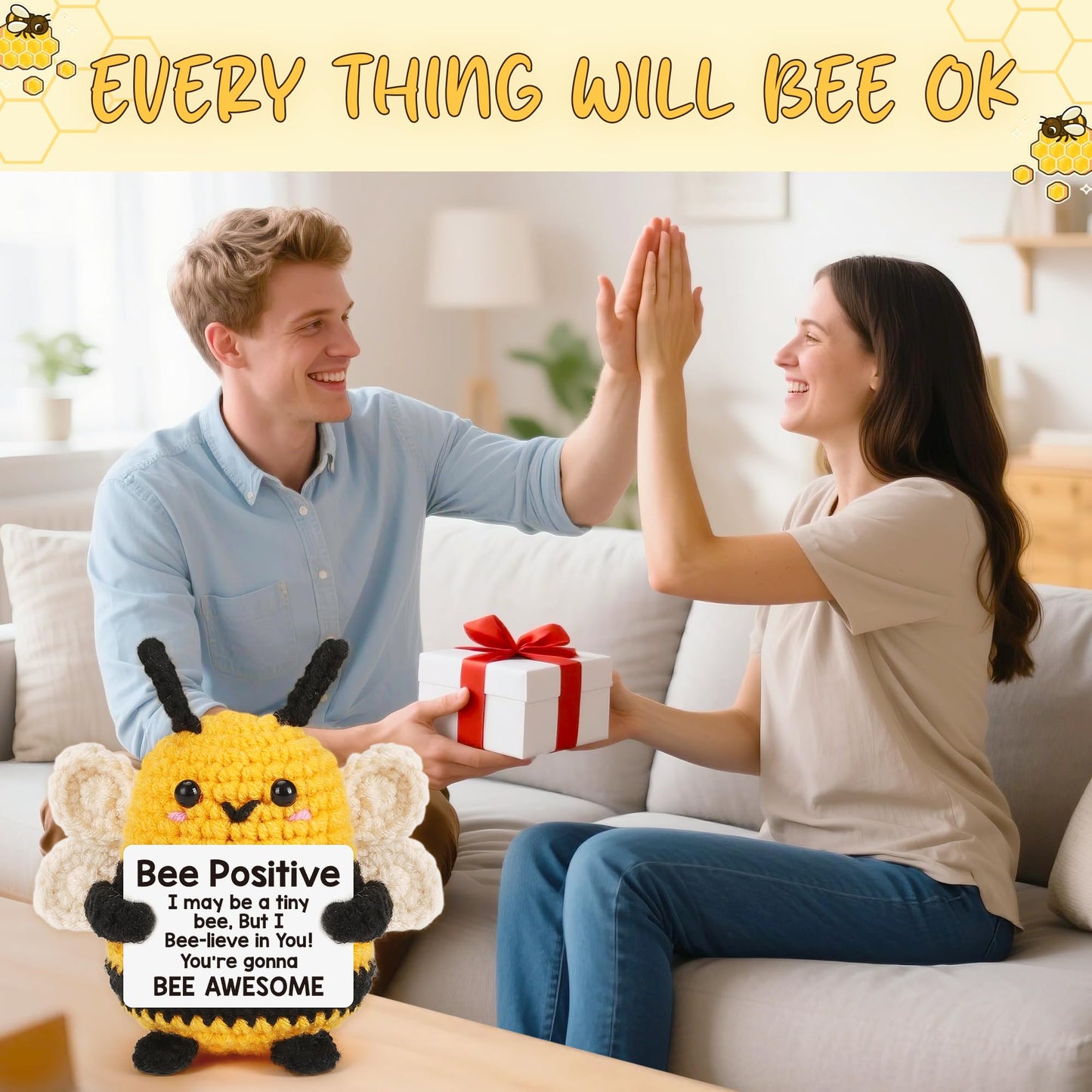 Positive Bee Mothers Day Birthday Gifts for Women Men Him Her, Teacher Appreciation Gifts Nurses Week, Graduation Gift 2026 for Teens Girl Boy, Funny Gift for Mom, Dad, Husband, Wife, Family