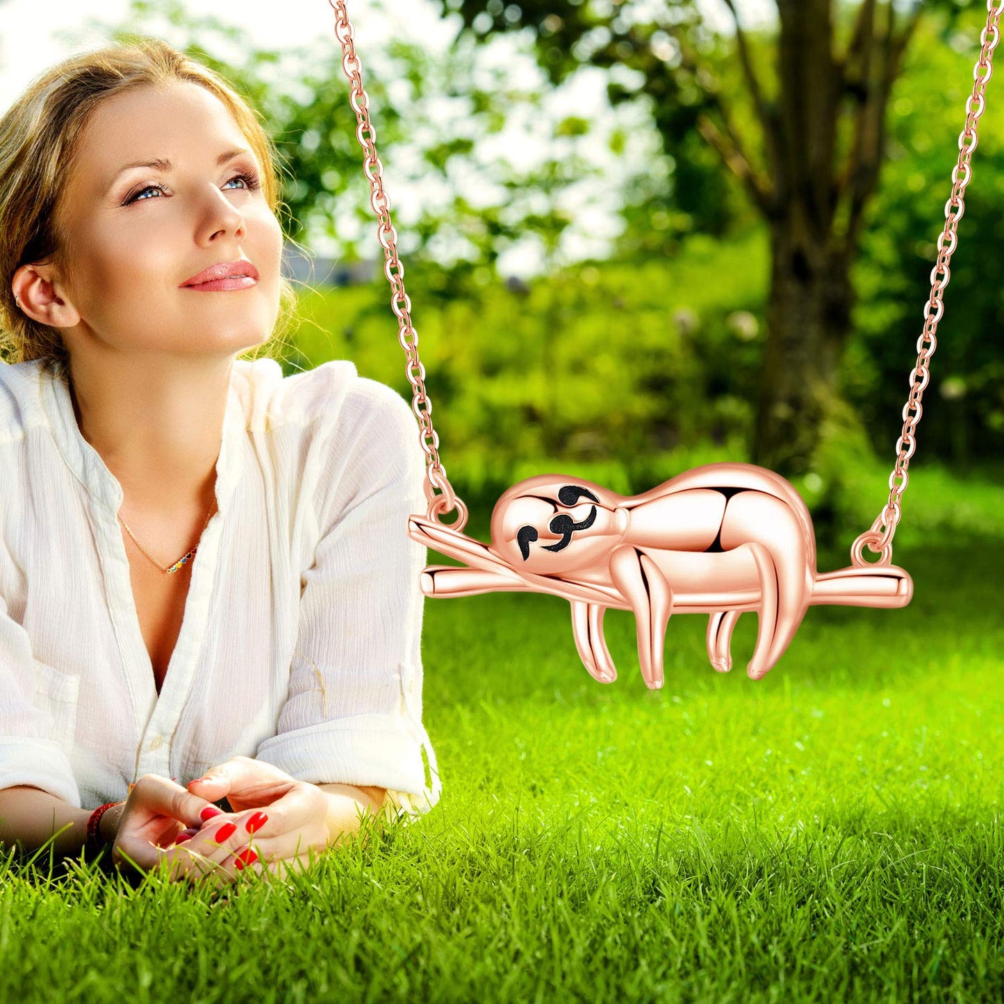 JUSTKIDSTOY Sloth Gifts for Women 925 Sterling Silver Cute Sloth Animal Pendant Necklace “Slow Down Be Happy” Animal Jewelry Graduation Gifts for Girlfriend Wife Daughter