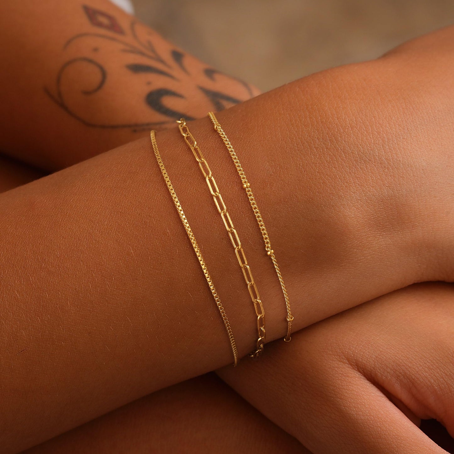 MBW 14K Gold Plated Bracelets for Women, Dainty Bracelet Set Paperclip Chian Bracelet Stack Thin Link Bracelet Waterproof Minimalist braclets Fashion Jewelry Gold Accessories for Womens Trendy