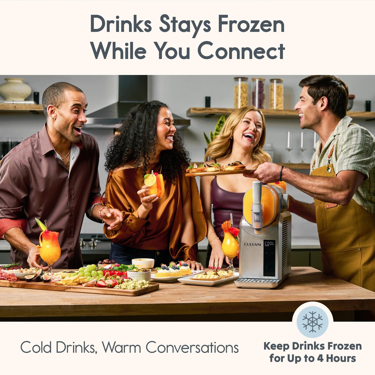 Chillux Frozen Drink Maker for Home Bar | Digital Display Slushie Machine, Margarita & Cocktail Slush Maker | Quiet Operation, Easy Clean, 6 Preset Modes, 4-Hour Cooling for Parties & Family Fun