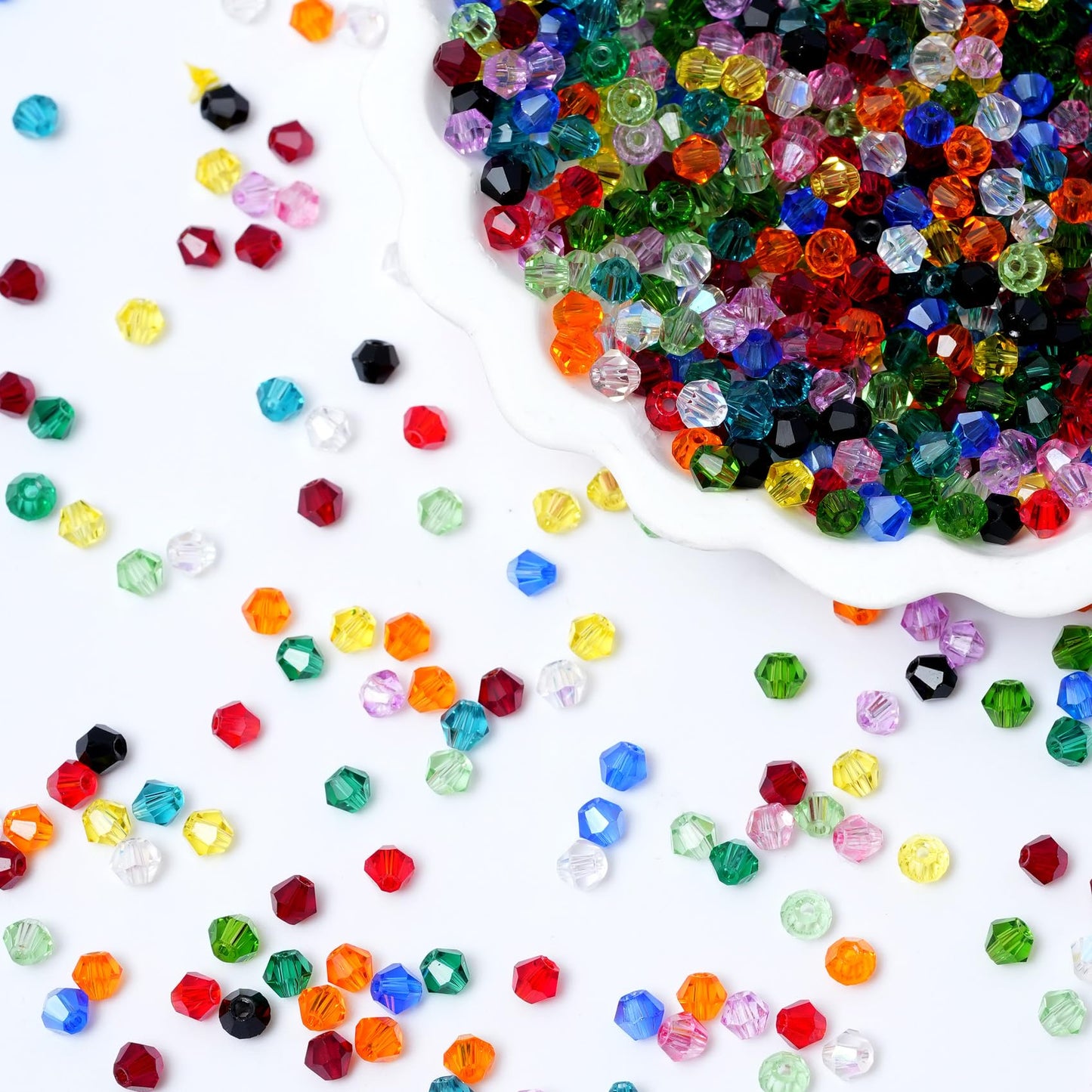 Kalumy 1000PCS Bicone Crystal Beads 4mm Glass Faceted Spacer Beads Bulk for Jewelry Making DIY Bracelets Necklace Earring Crafts (15 Colors)