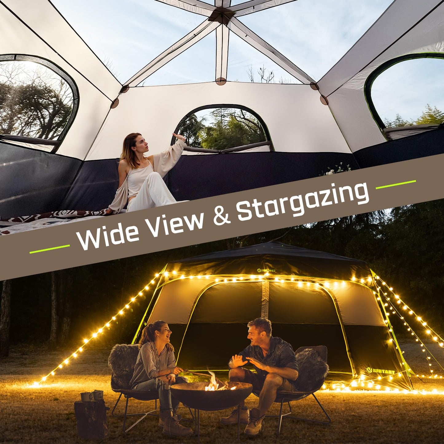 HINSTANT 4/6/8 Person Instant Tent, Waterproof Pop Up Tents for Camping with Rainfly, 60 Seconds Easy Setup, Automatic Cabin Tent for Family Camping with Expandable Carry Bag & Upgraded Ventilation