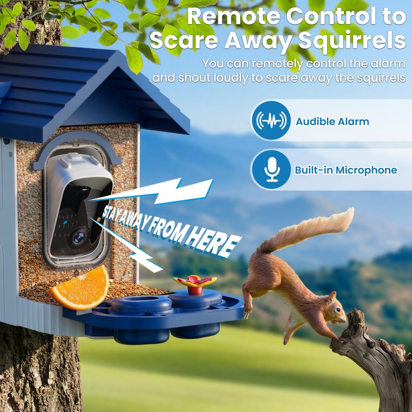 Smart Bird Feeder with Camera-Squirrel Proof & Weatherproof Outdoor Bird Watching Feeder with 2K HD AI Bird Identification for Garden & Backyard