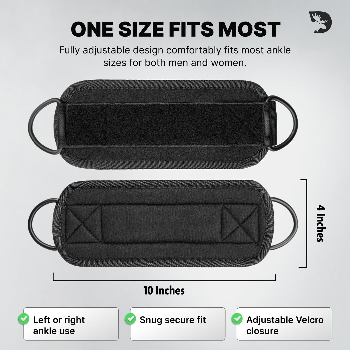 DMoose Ankle Strap for Cable Machine - One Size Fit with Premium Padding, Workout Kickback Ankle Cuffs, Ankle Bands for Working Out, Booty Workouts, Leg Extension, Hip Abductors & Lower Body Exercises
