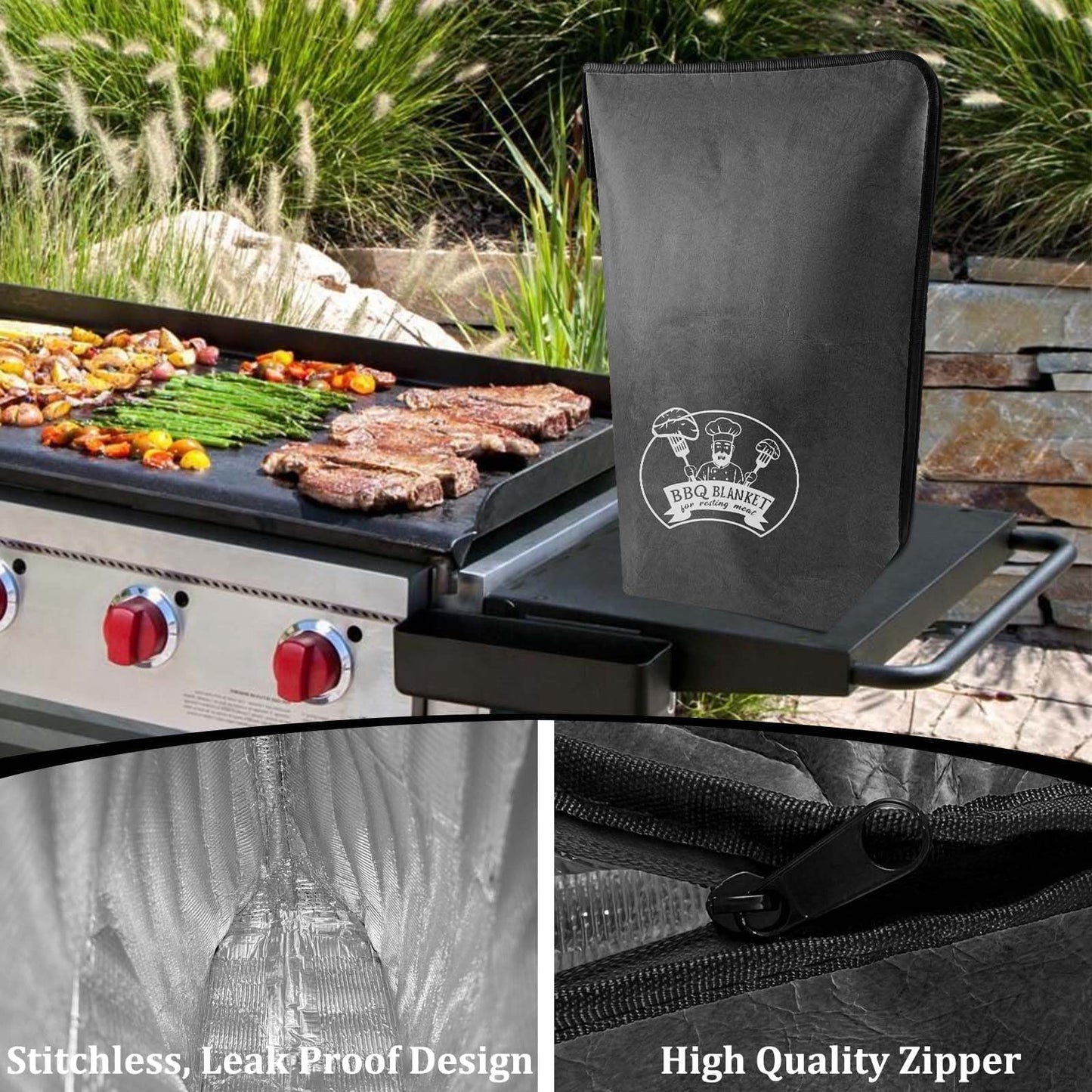 21-Inch BBQ Blanket for Resting Meat - Smoker Accessories, Insulated Brisket Bag for Party Picnic Camping, Anniversary Birthday Gifts for Men Dad Husband, 5-Layer Thermal Insulation (Black-Dupont)