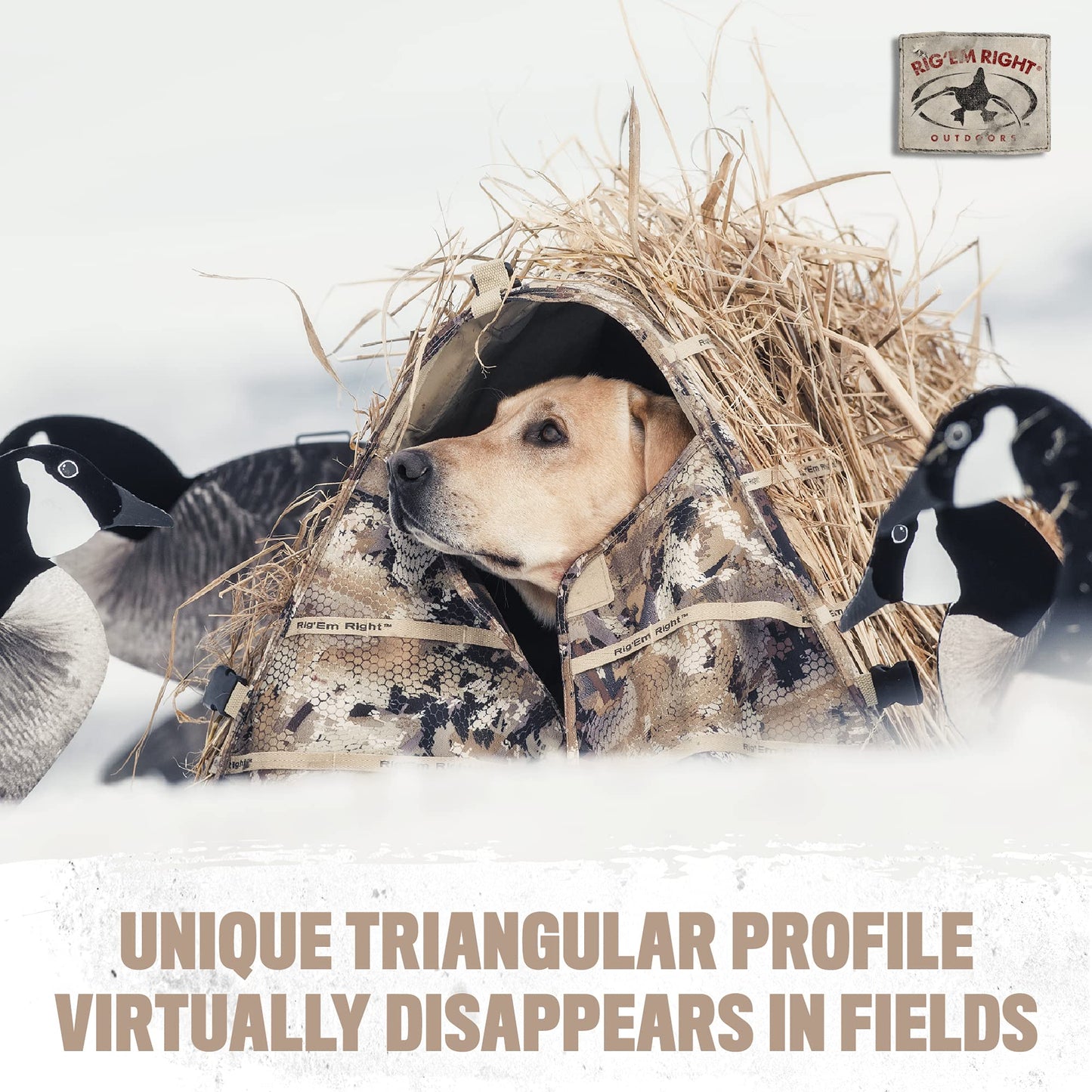 Rig'Em Right Waterfowl Field Bully Bird Hunting Dog Blind - Ultra Quick Setup with no Pins, Hinges or Poles (Gore Optifade Marsh Camo)