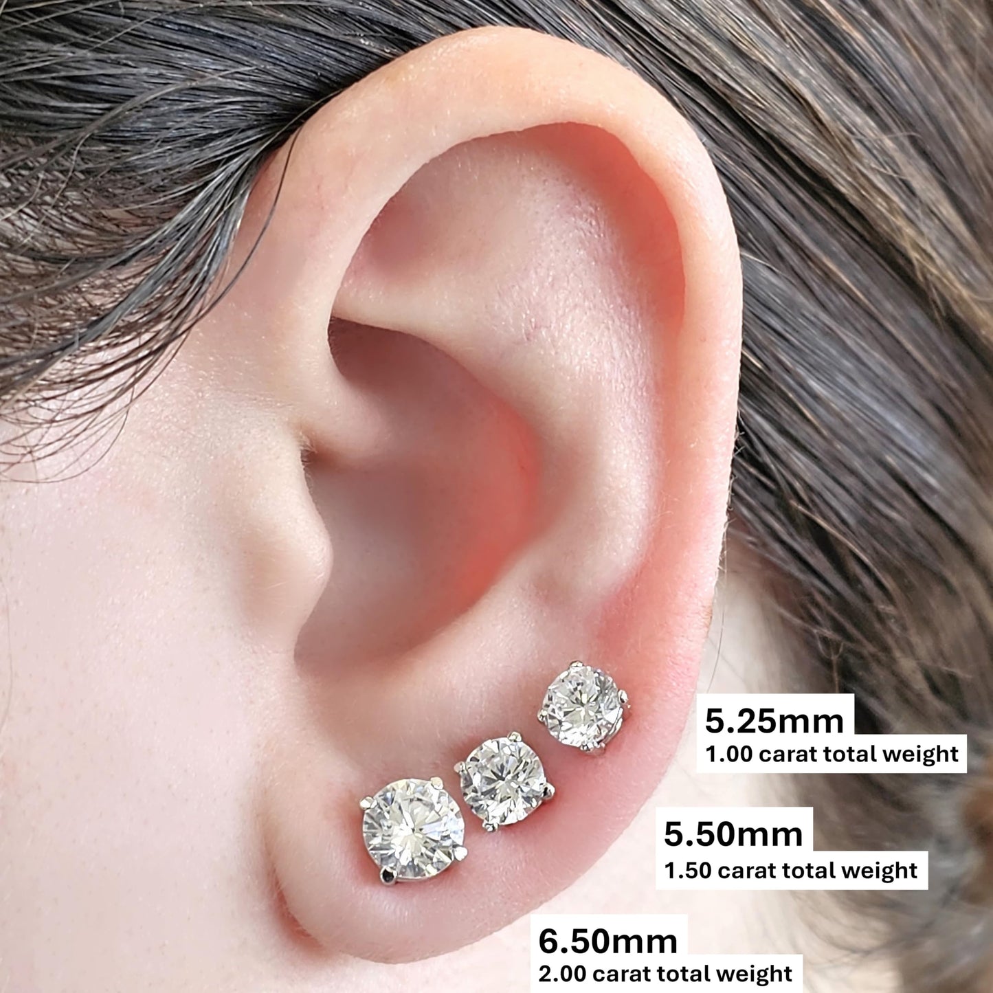 Central Diamond Center Round Simulated Diamond Stud Earrings Hypoallergenic Metal & Sterling Silver CZ - 6.50mm (2.00cttw) Yellow